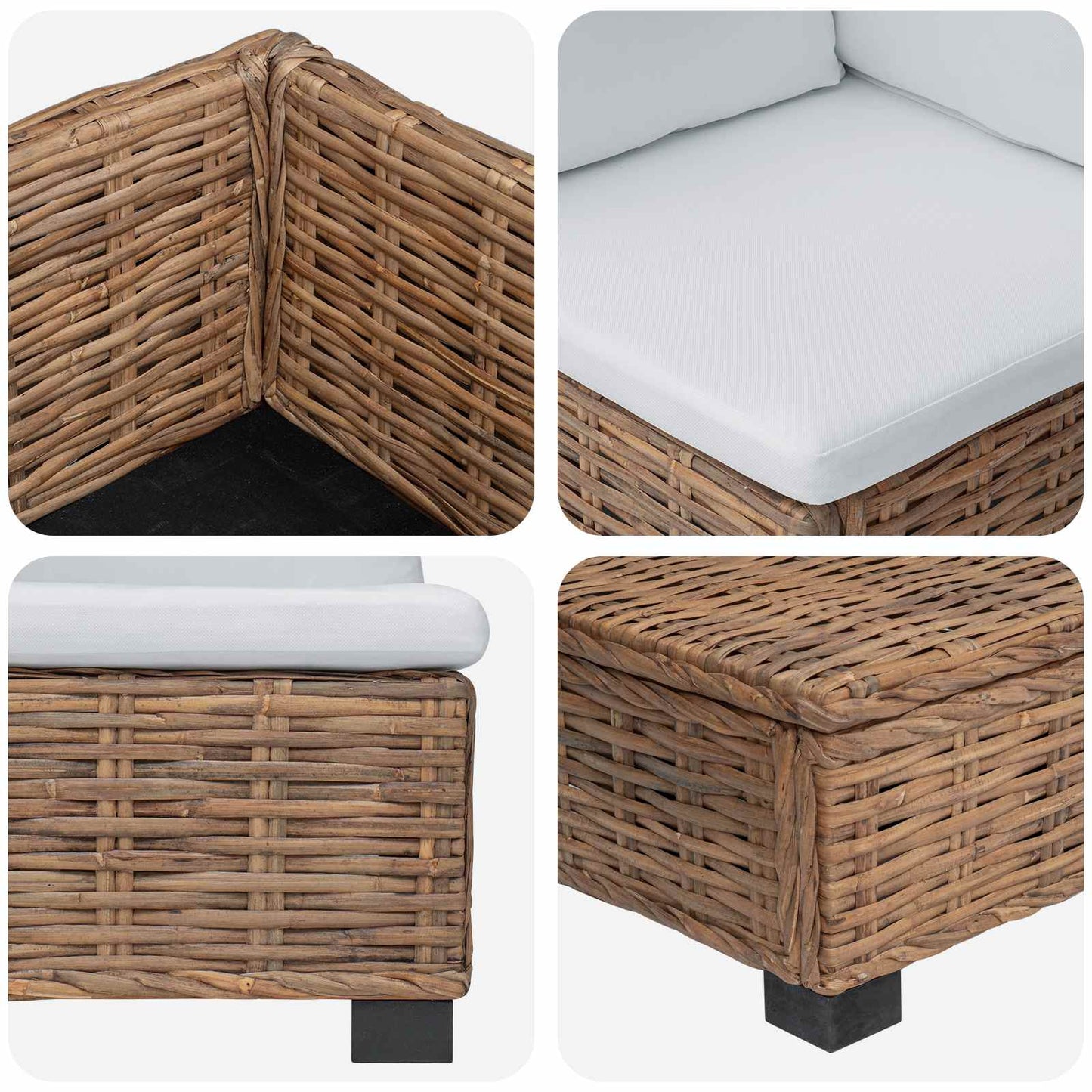 6 pcs Rattan Lounge Set with Cushions GENDT Natural Rattan