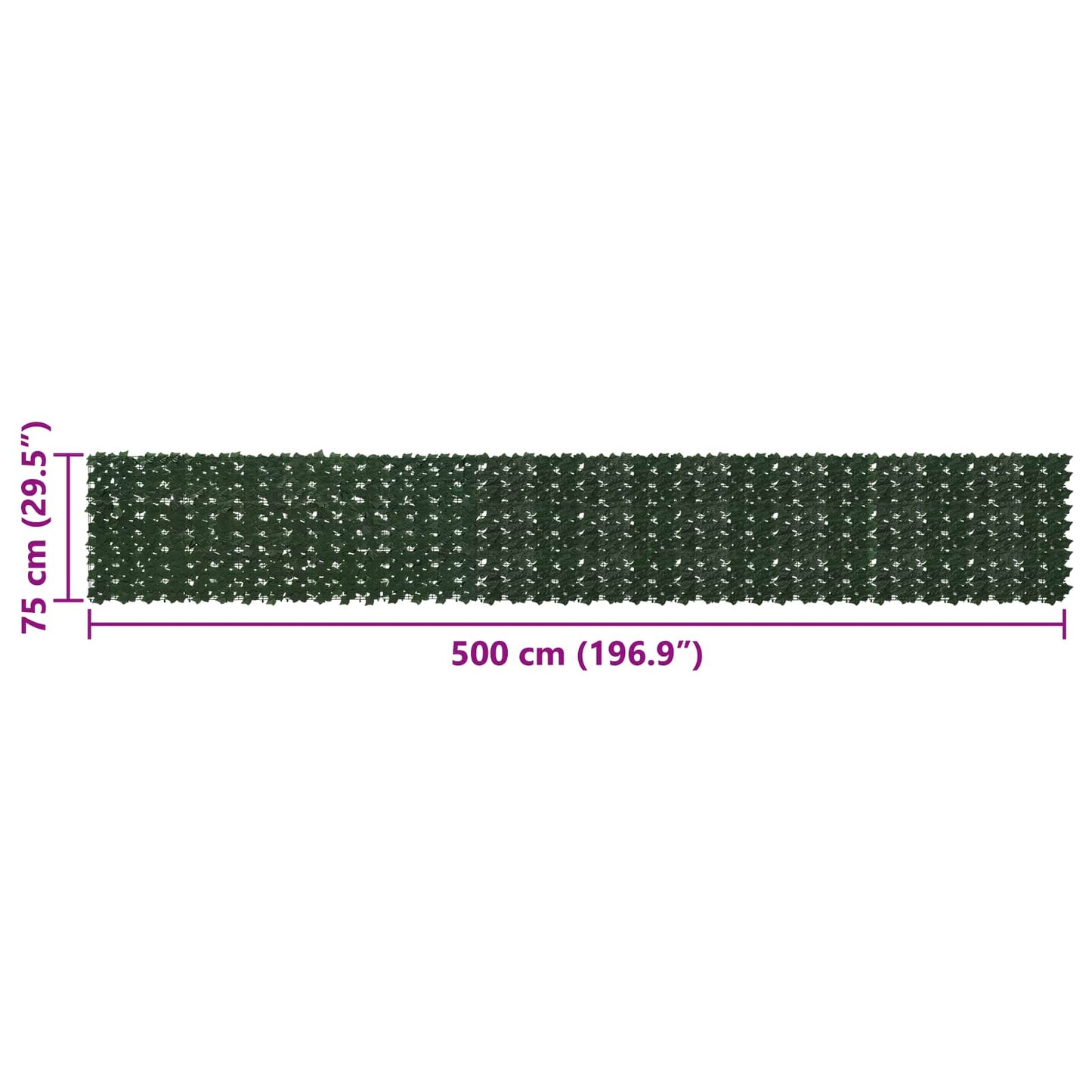 Balcony Screen with Leaves Dark Green 500 x 75 cm