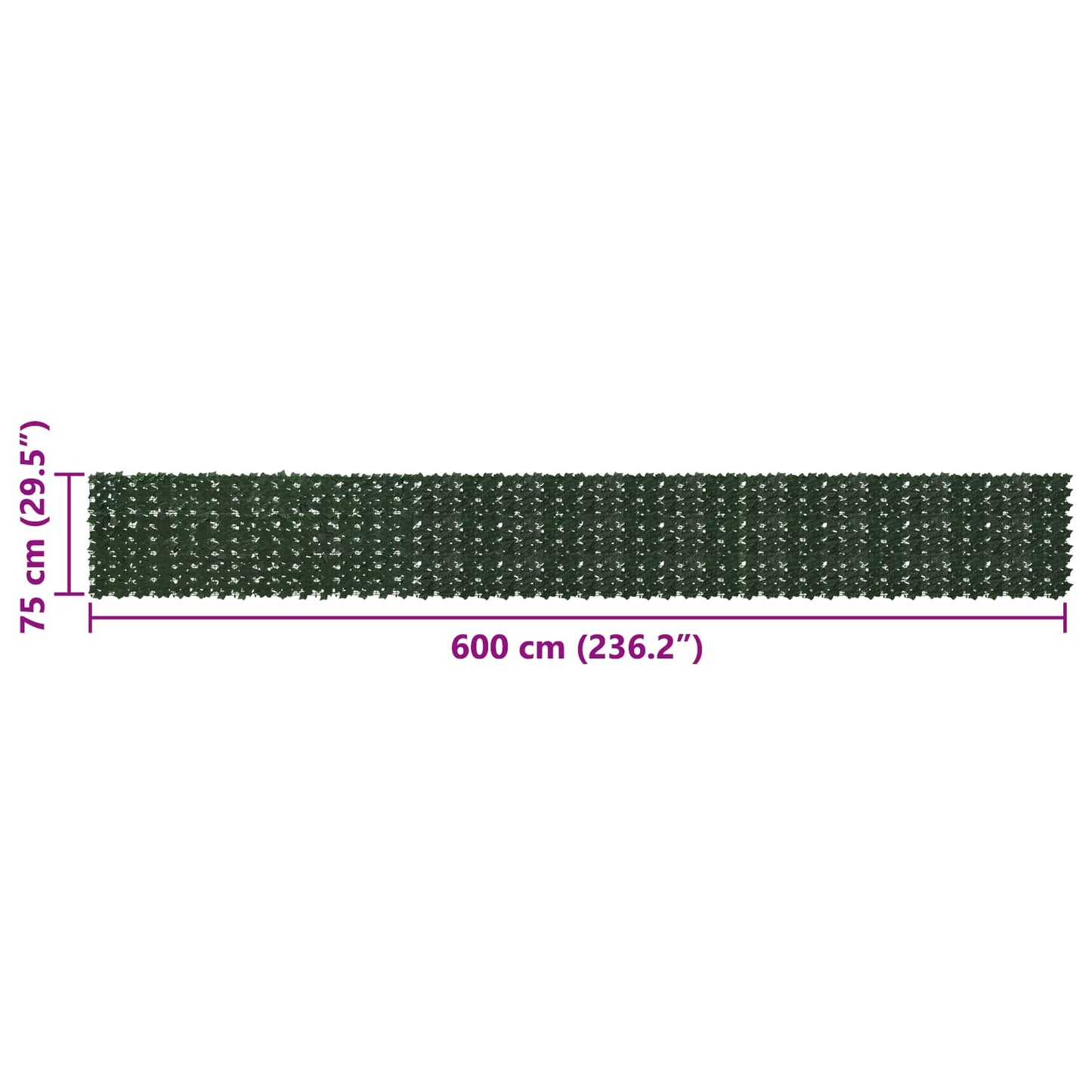 Balcony Screen with Leaves Dark Green 600 x 75 cm
