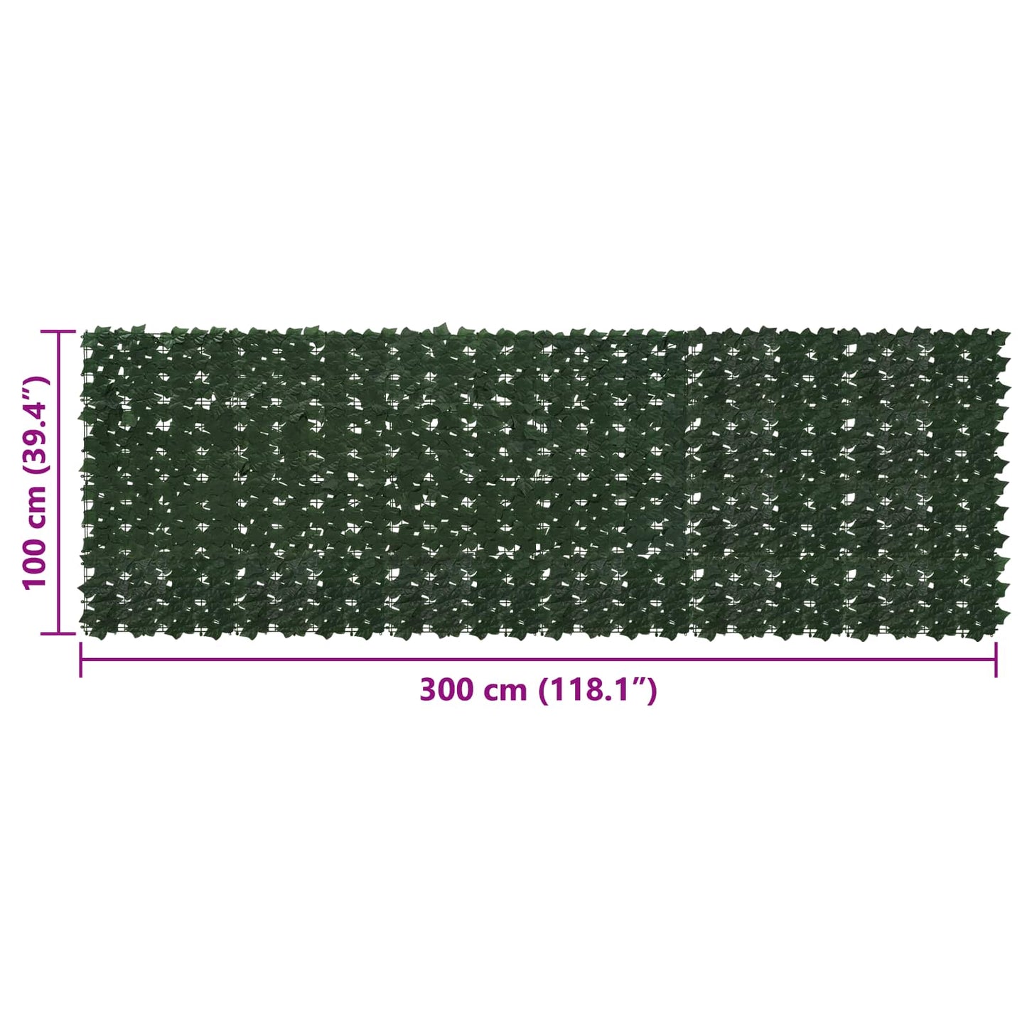 Balcony Screen with Leaves Dark Green 300 x 100 cm