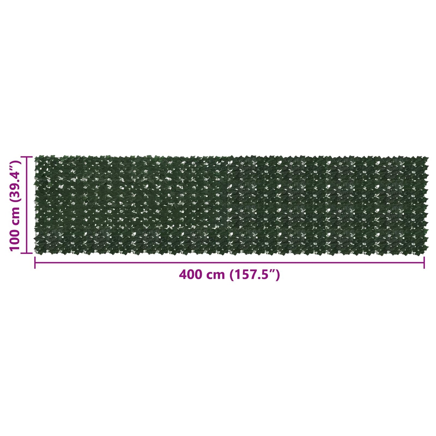 Balcony Screen with Leaves Dark Green 400 x 100 cm
