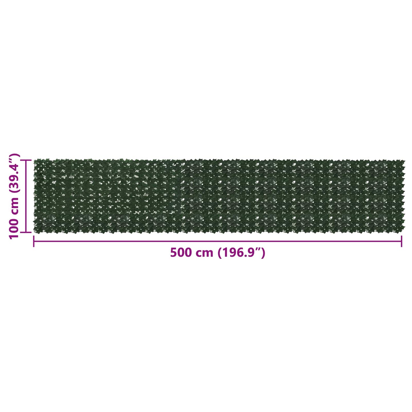 Balcony Screen with Leaves Dark Green 500 x 100 cm