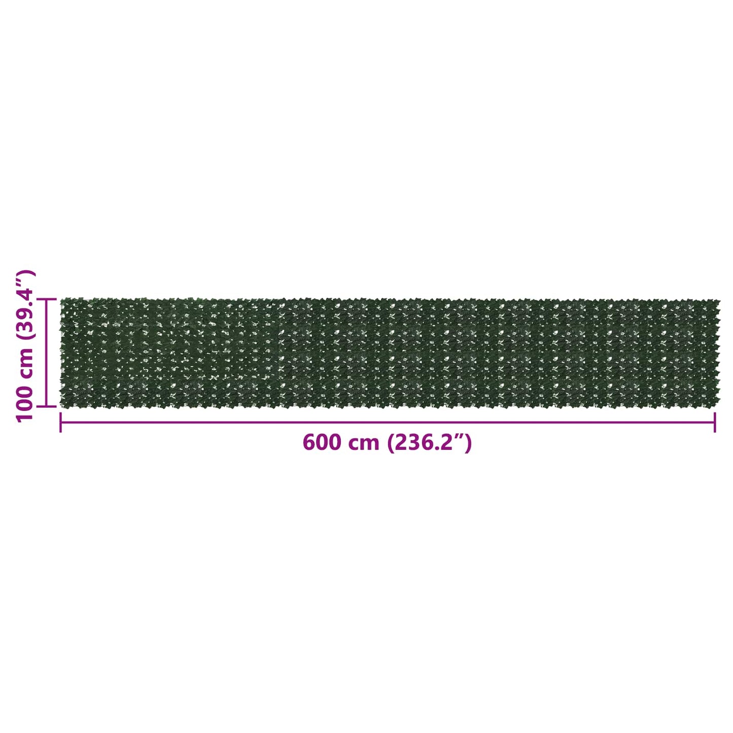 Balcony Screen with Leaves Dark Green 600 x 100 cm