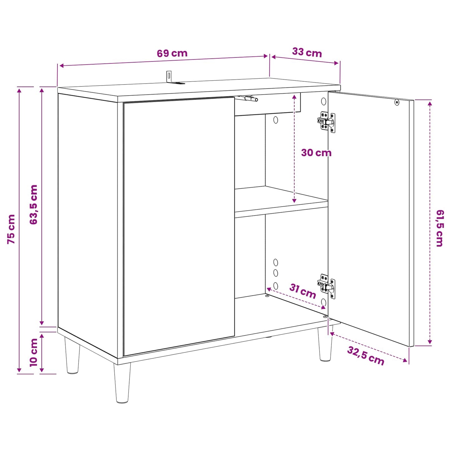 Sideboard RAALTE Sonoma 69 x 33 x 75 cm Engineered Wood