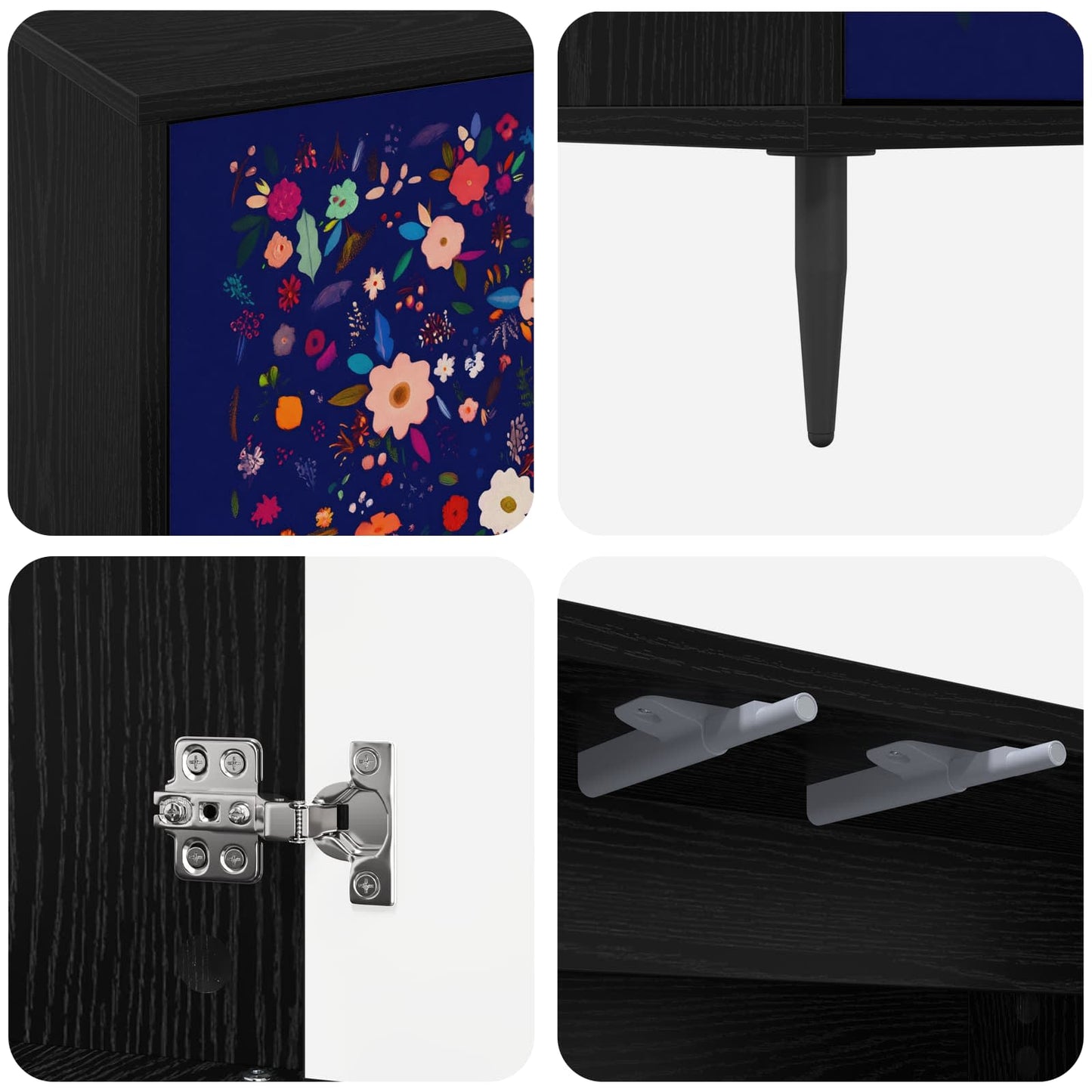 TV Cabinet MAINZ 102 x 33 x 51 cm Black Oak Engineered Wood