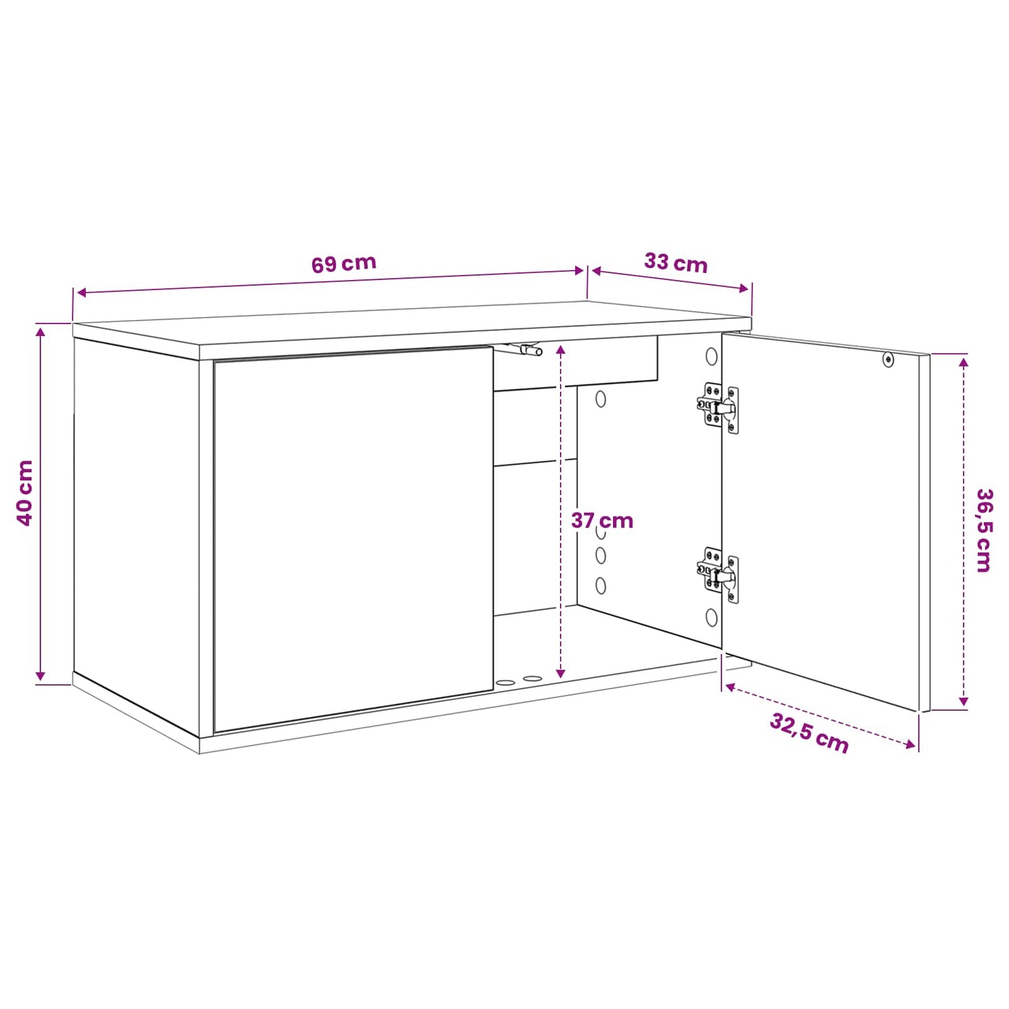 Wall-mounted TV Cabinet MAINZ 69 x 33 x 40 cm Black Oak