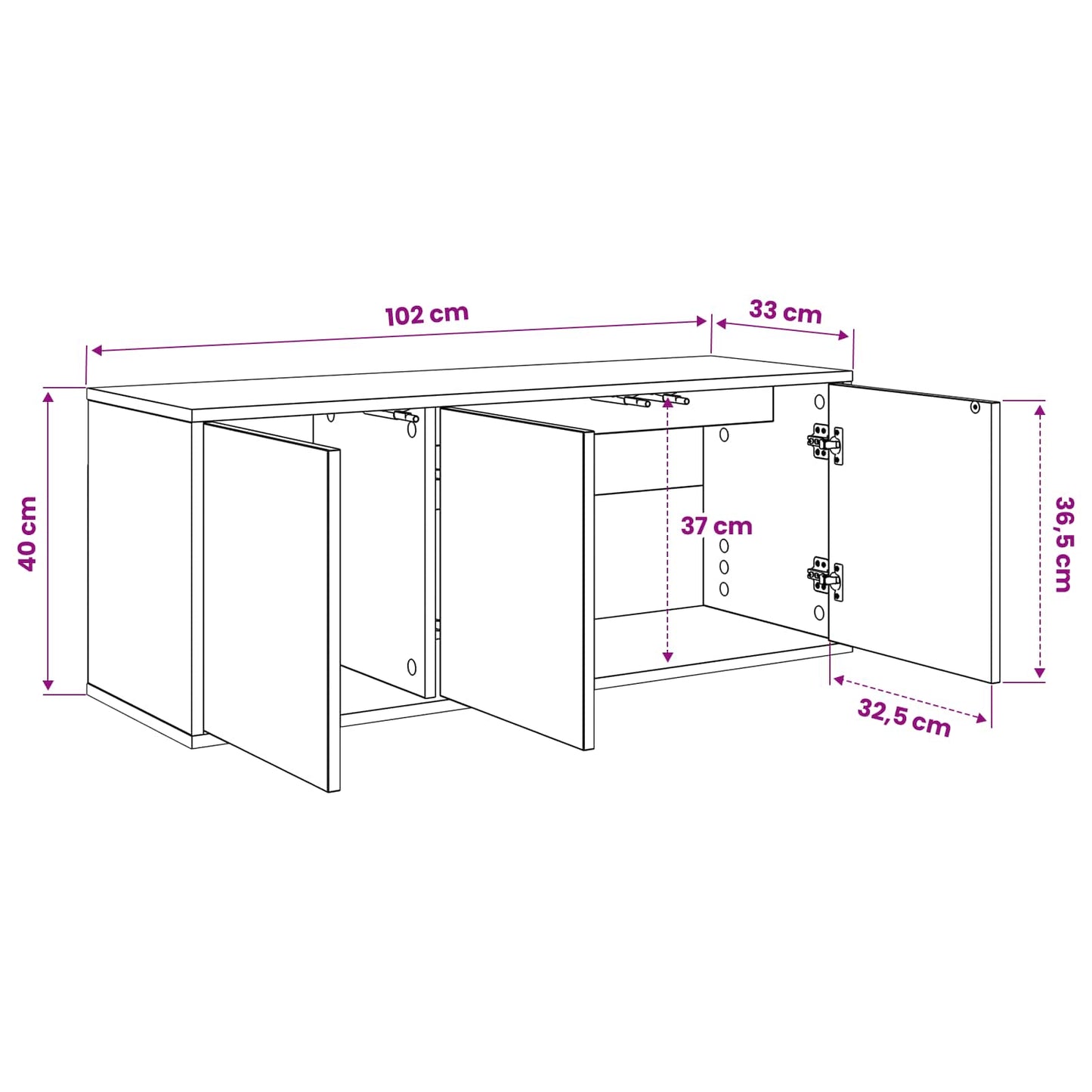 Wall-mounted TV Cabinet HANAU 102 x 33 x 40 cm Black Oak