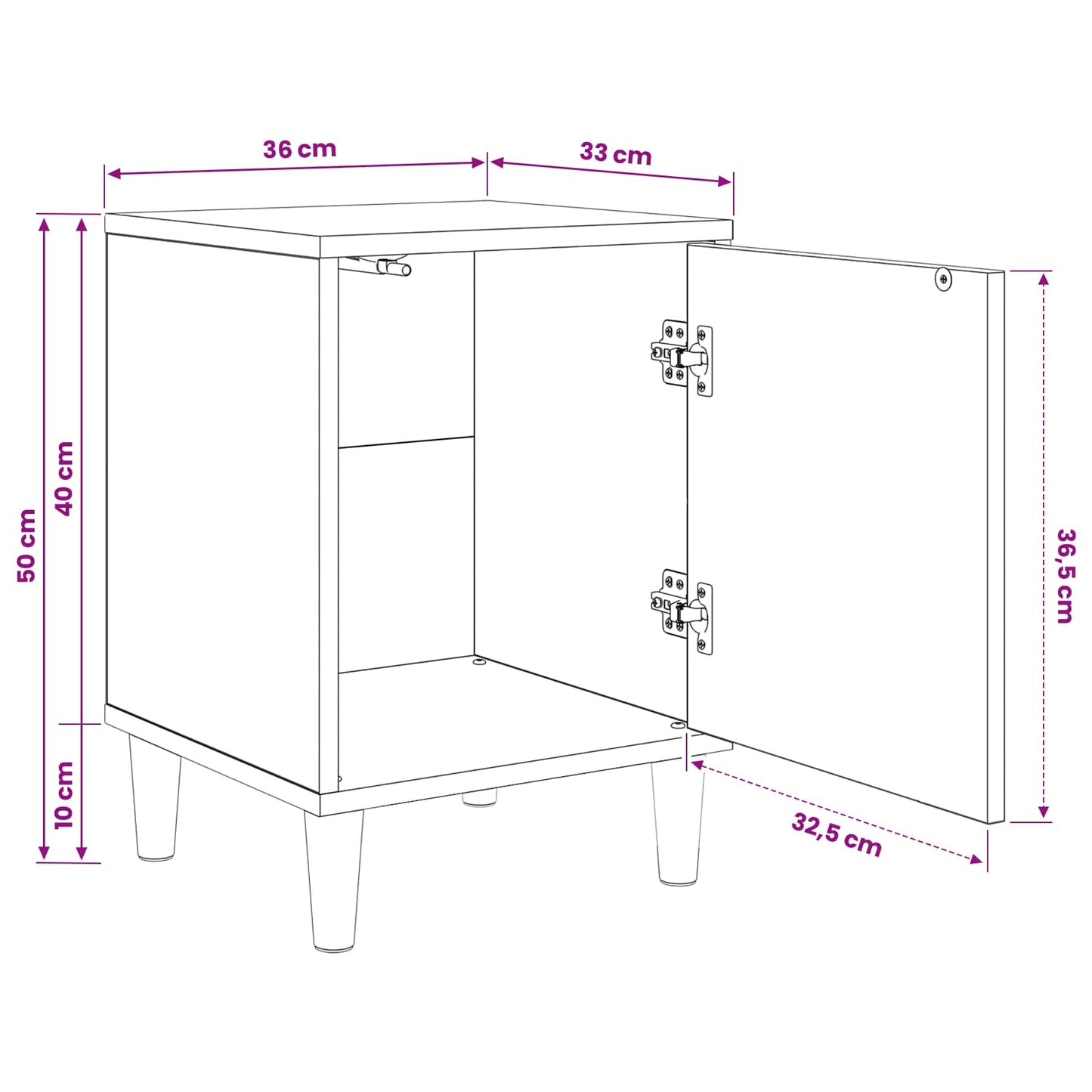 Bedside Cabinet OMMEN Sonoma Oak 36 x 33 x 50 cm