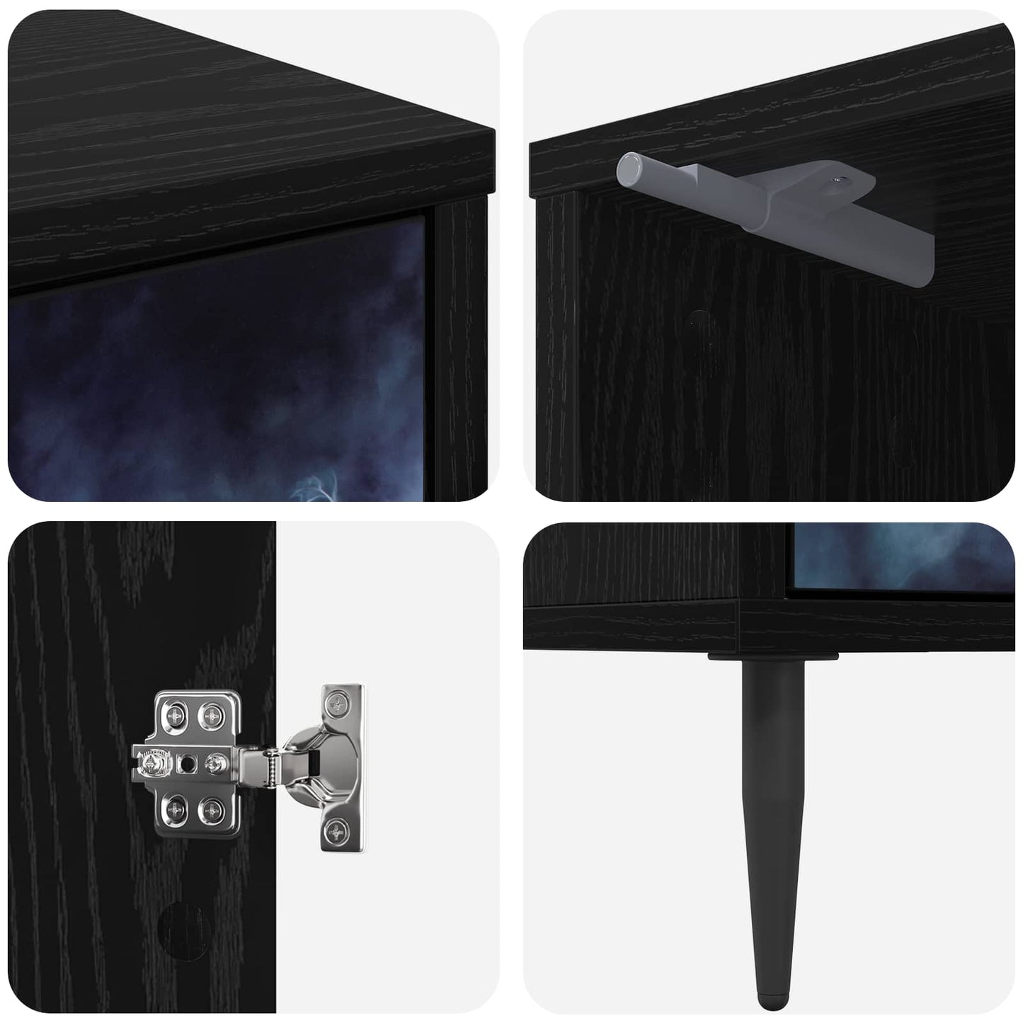 Bedside Cabinet RAALTE Black Oak 36 x 33 x 51 cm