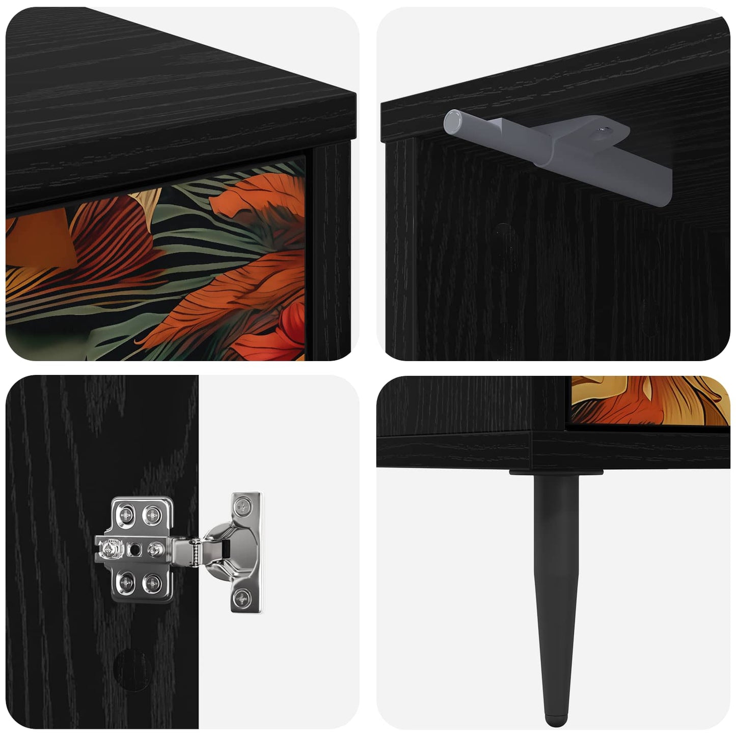 Bedside Cabinet GENNEP Black Oak 36 x 33 x 51 cm