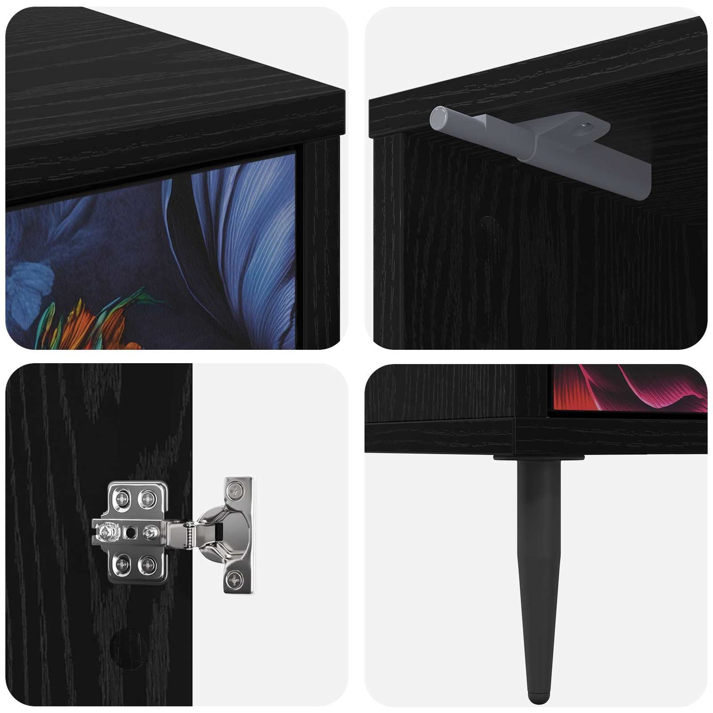 Bedside Cabinet KIEL 2 pcs Black Oak 36 x 33 x 51 cm