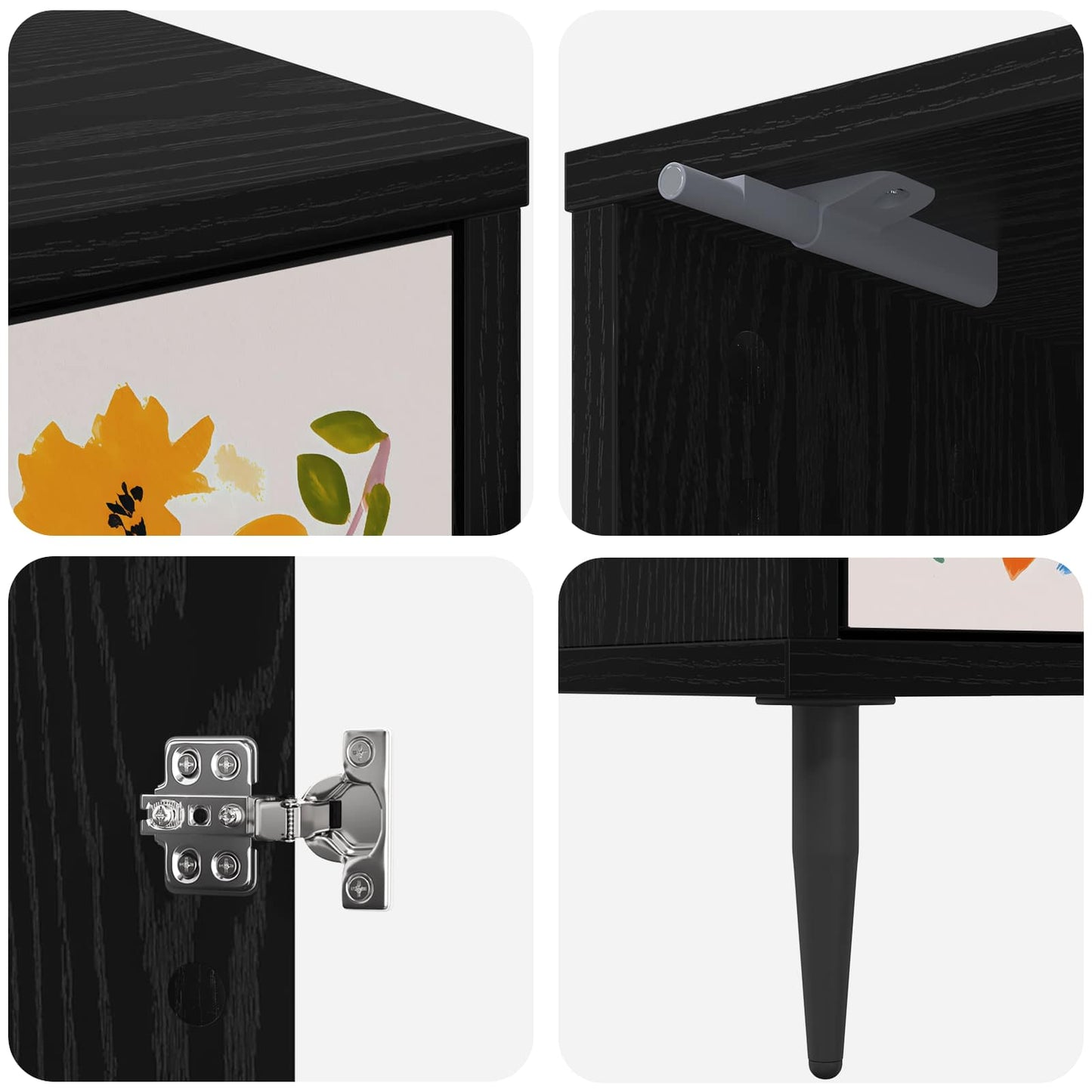 Bedside Cabinet MAINZ 2 pcs Black Oak 36 x 33 x 51 cm