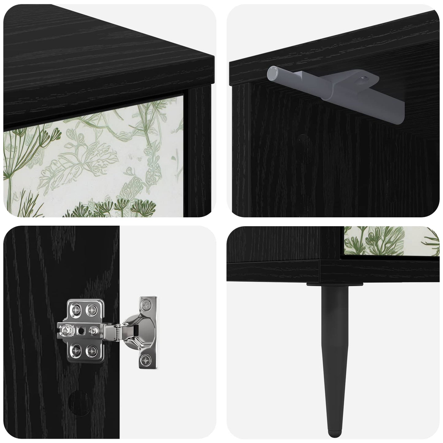 Bedside Cabinet GOTHA 2 pcs Black Oak 36 x 33 x 51 cm