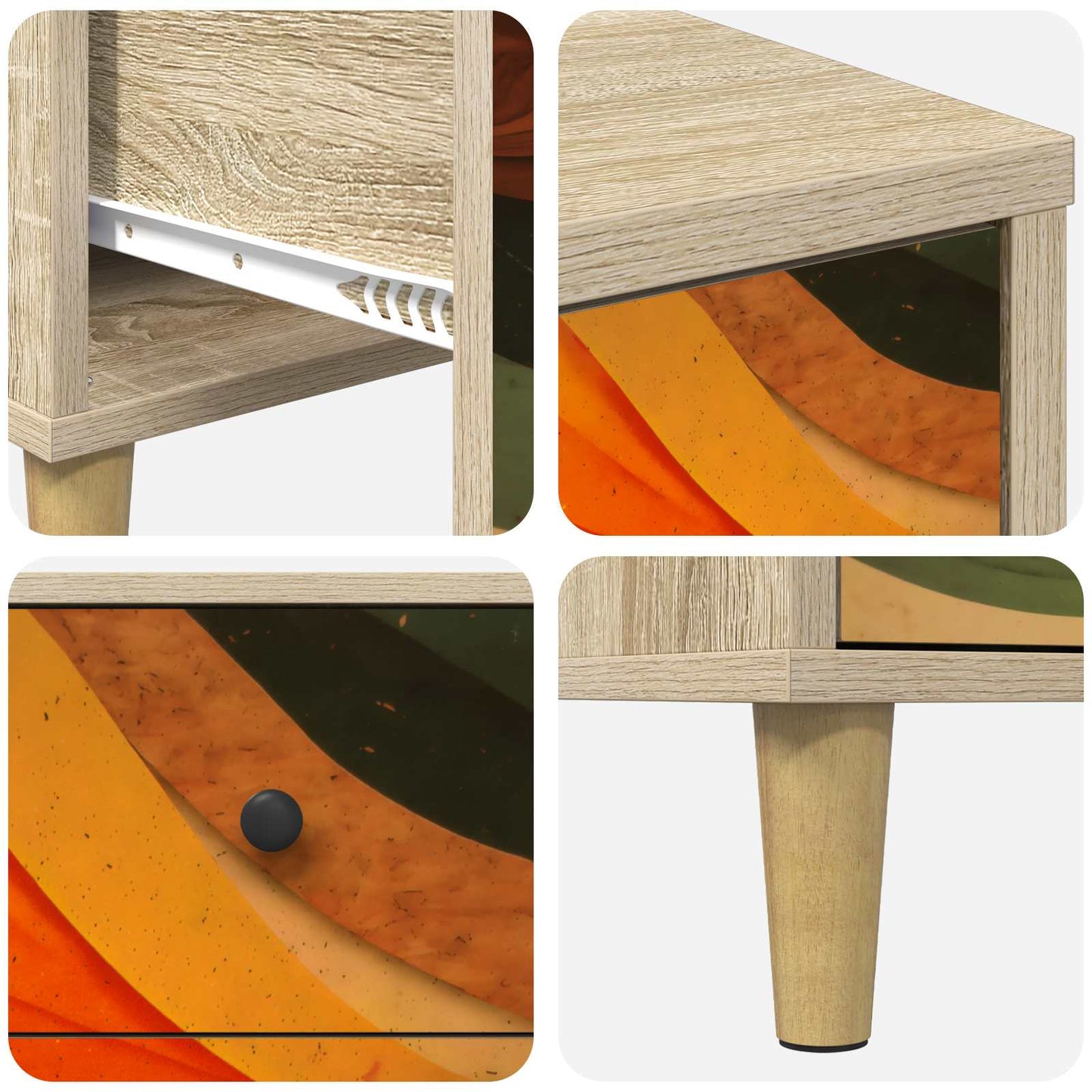 Bedside Cabinet BONN Sonoma Oak 36 x 33 x 60 cm Engineered Wood