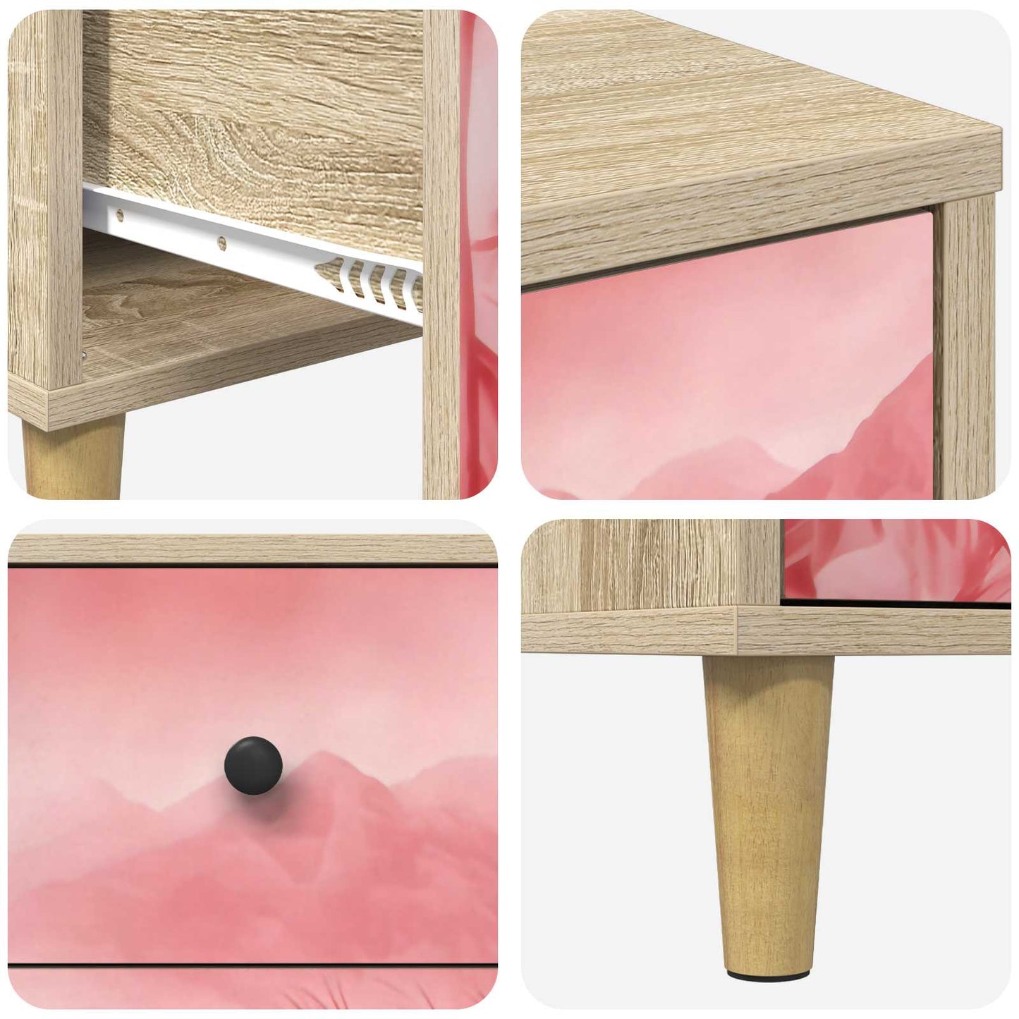 Bedside Cabinet AACHEN 2 pcs Sonoma Oak 36 x 33 x 60 cm