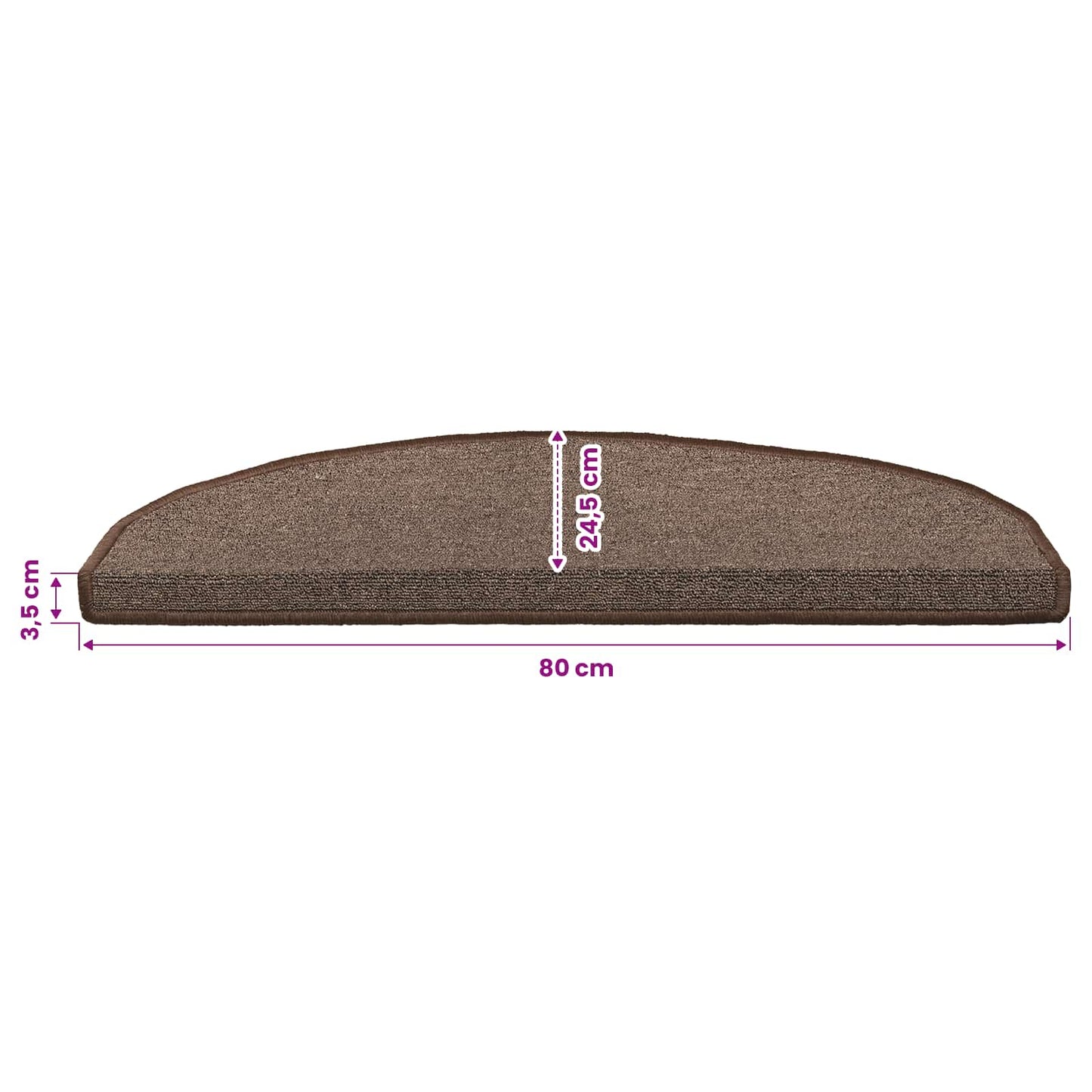 Self-adhesive Stair Mats 15 pcs 80 x 24.5 x 3.5 cm Coffee Brown