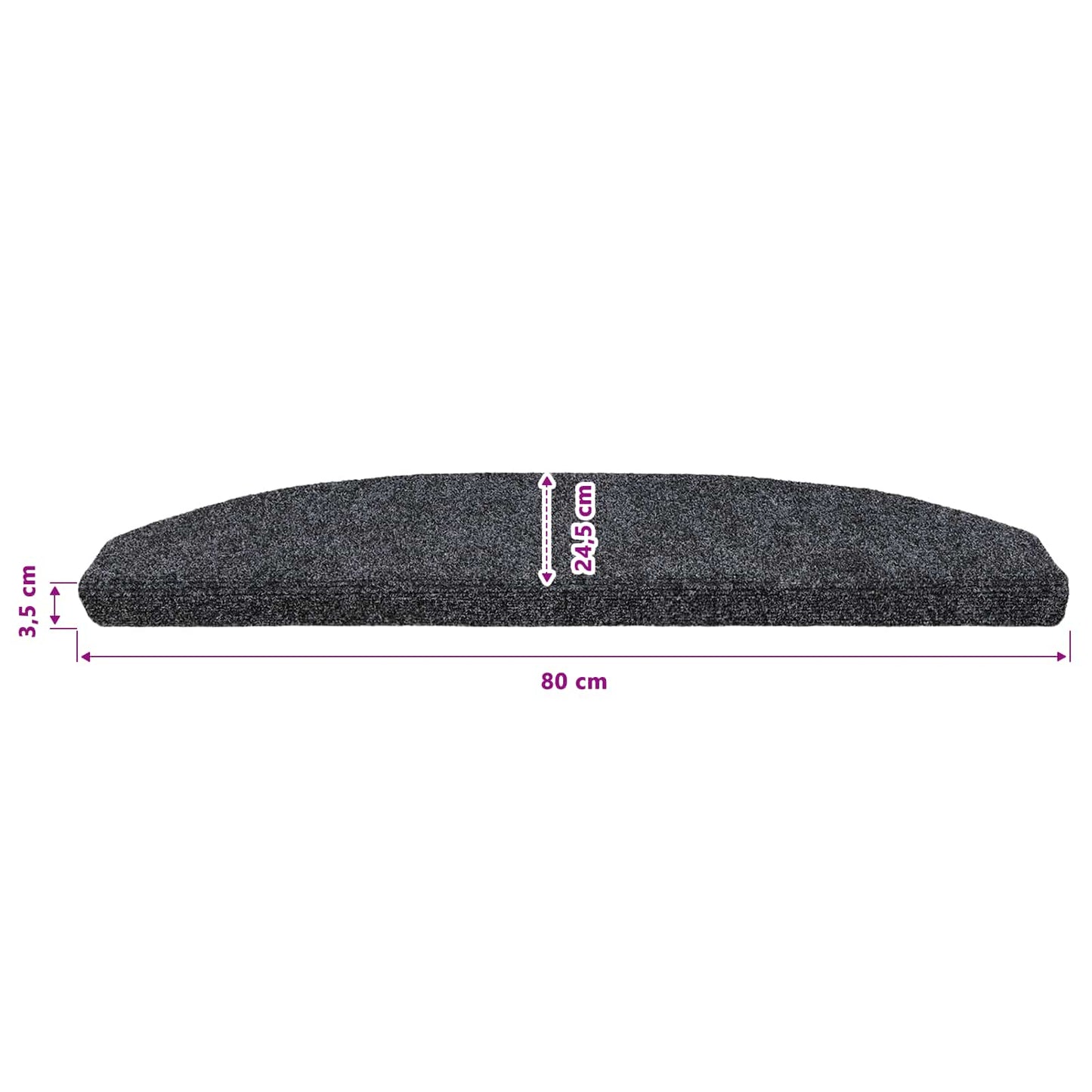 Self-adhesive Stair Mats 15 pcs 80 x 24.5 x 3.5 cm Dark Grey