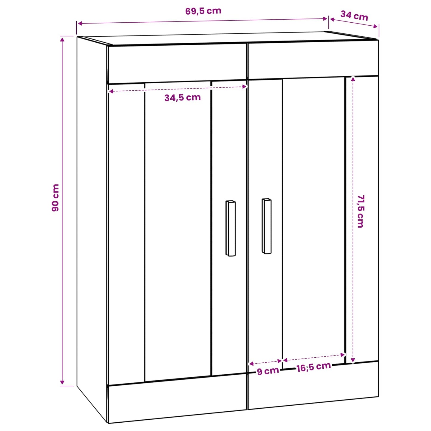 Wall Cabinet Wall-Mounted Artisan oak 69.5 x 34 x 90 cm