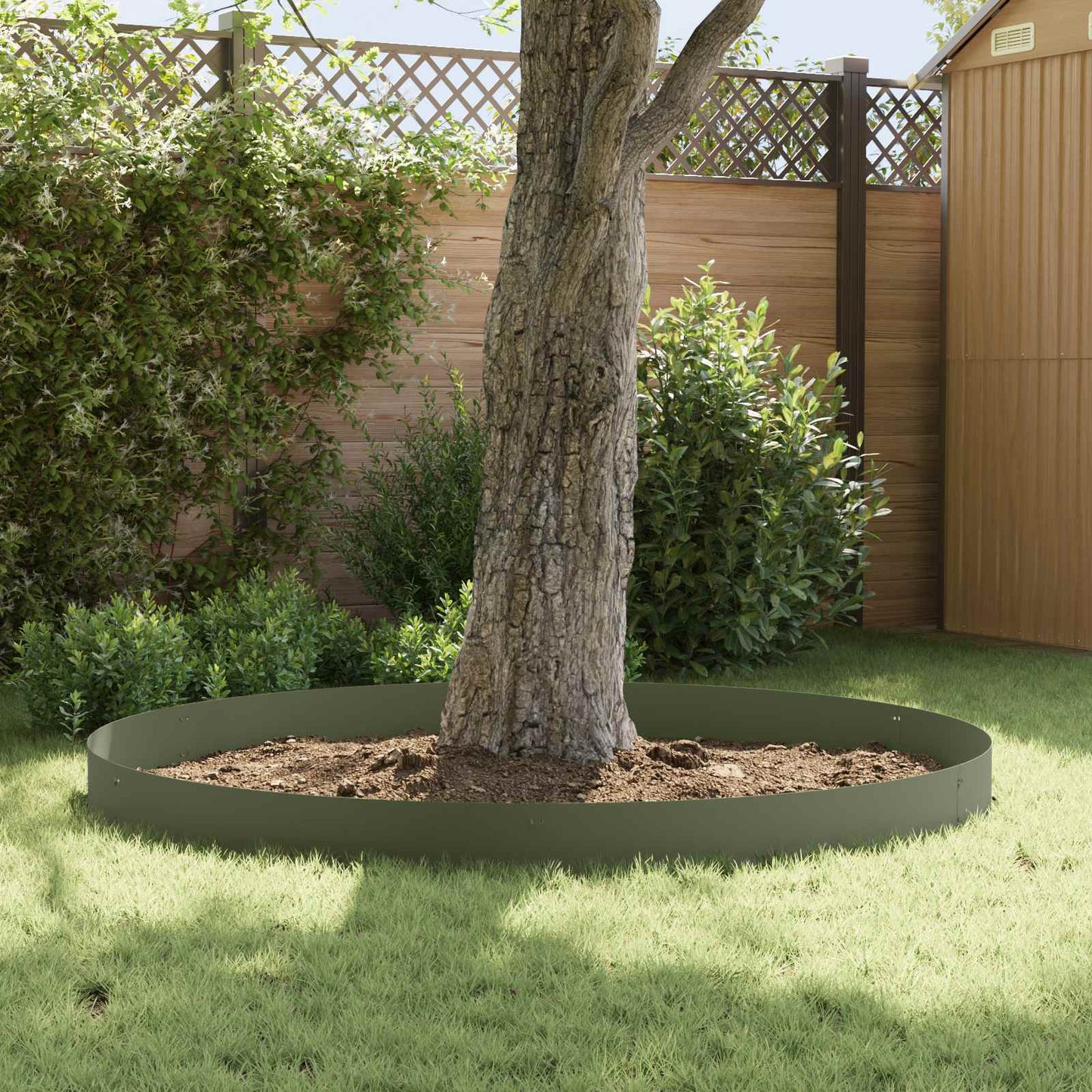 Lawn Edging 30 pcs 103 x 25 cm Steel Olive Green
