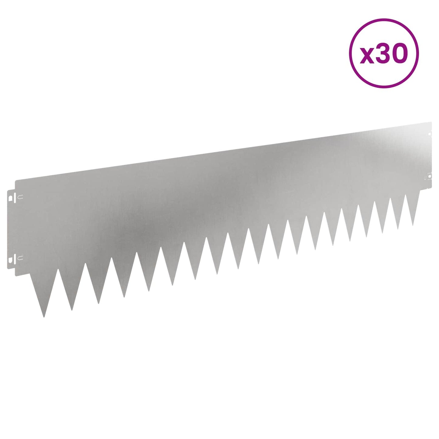 Lawn Edging 30 pcs 103 x 25 cm Steel Silver