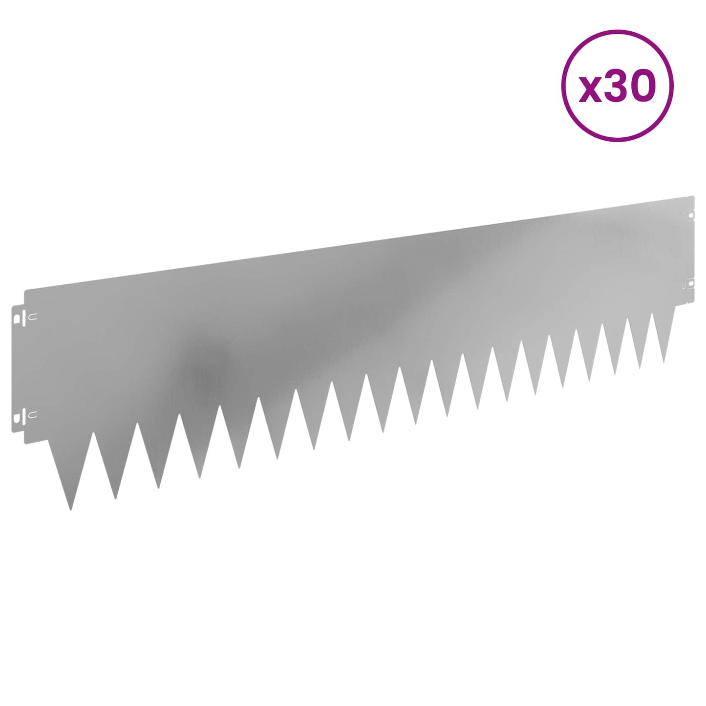 Lawn Edging 30 pcs 103 x 25 cm Steel Silver