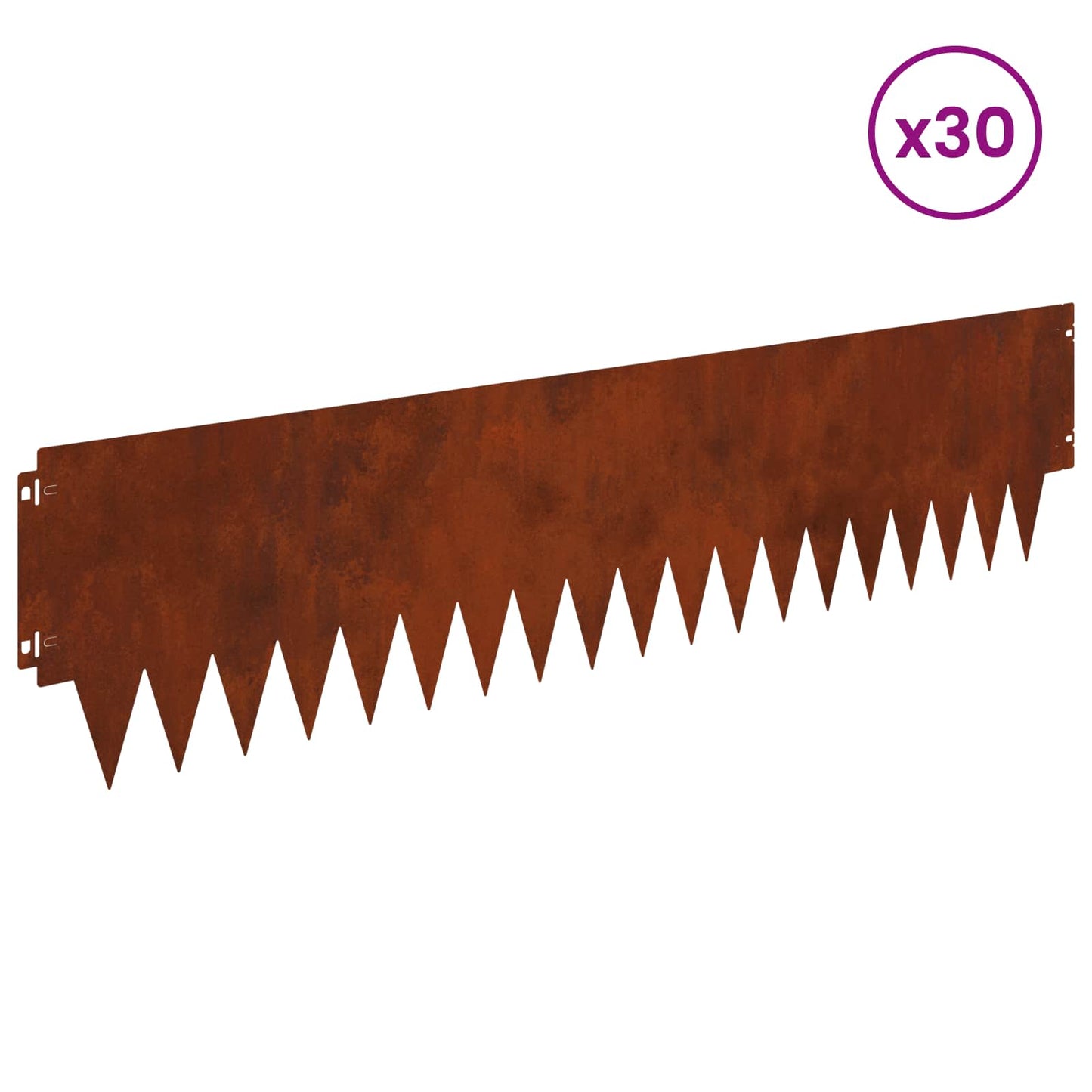Lawn Edging 30 pcs 103 x 25 cm Steel Rusty