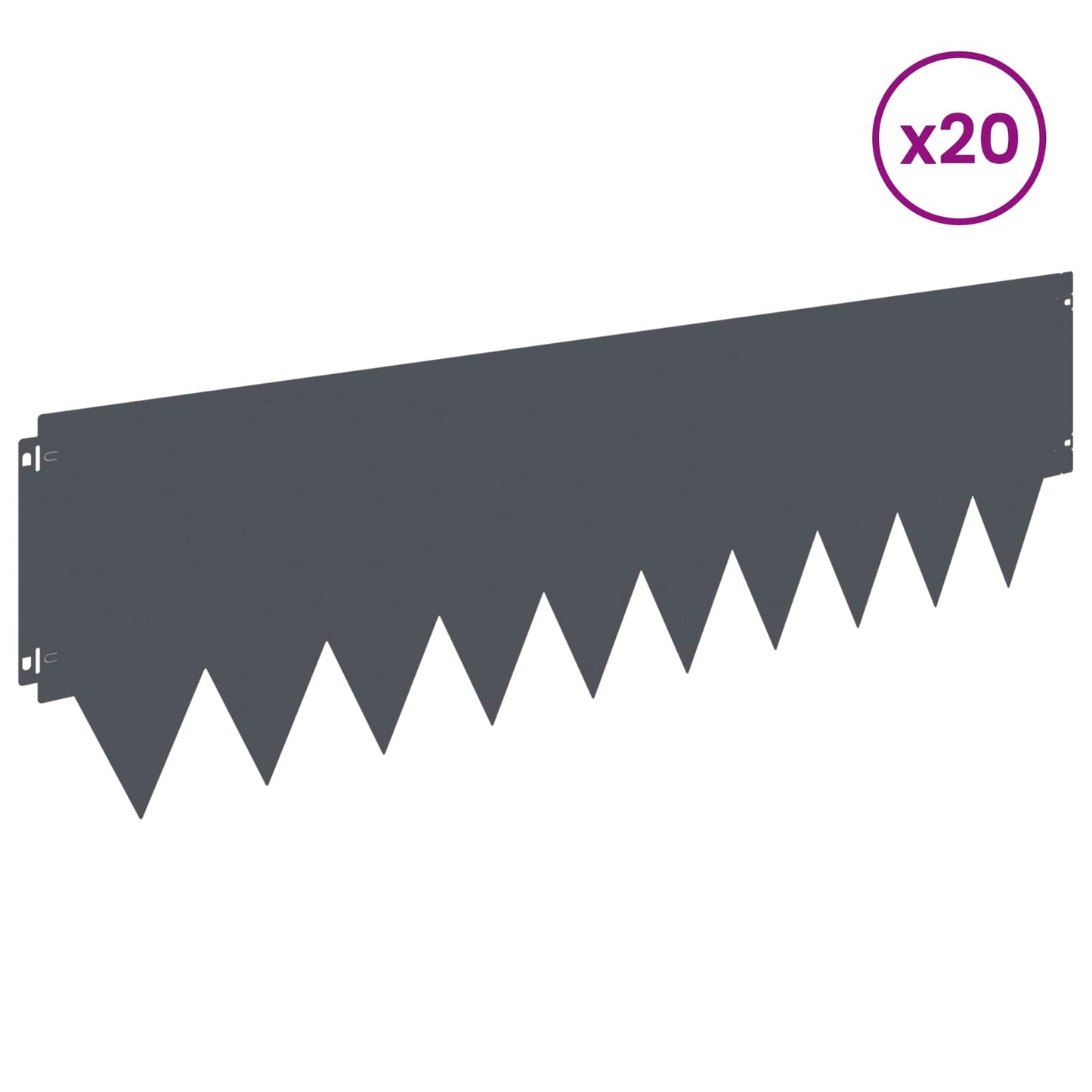 Lawn Edging 20 pcs 103 x 30 cm Steel Anthracite
