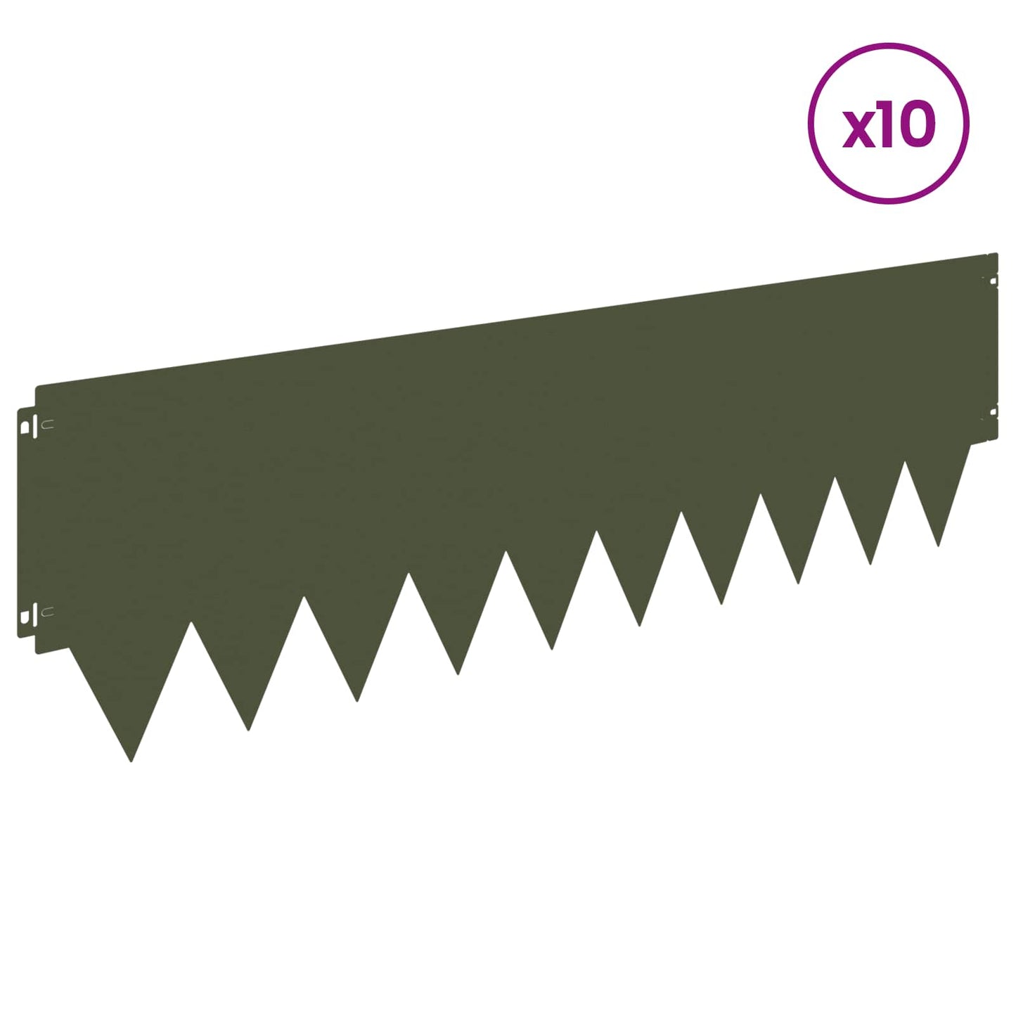 Lawn Edging 10 pcs 103 x 30 cm Steel Olive Green
