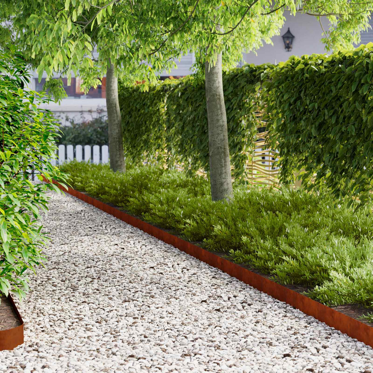 Lawn Edging 30 pcs 103 x 10 cm Weathering Steel Rusty
