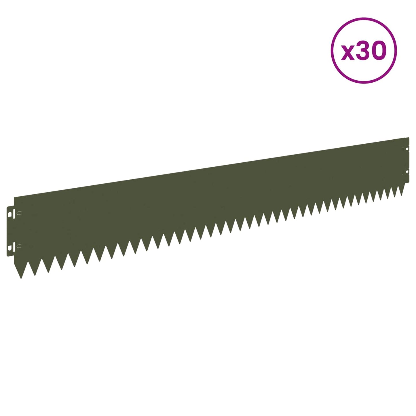 Lawn Edging 30 pcs 103 x 15 cm Steel Olive Green