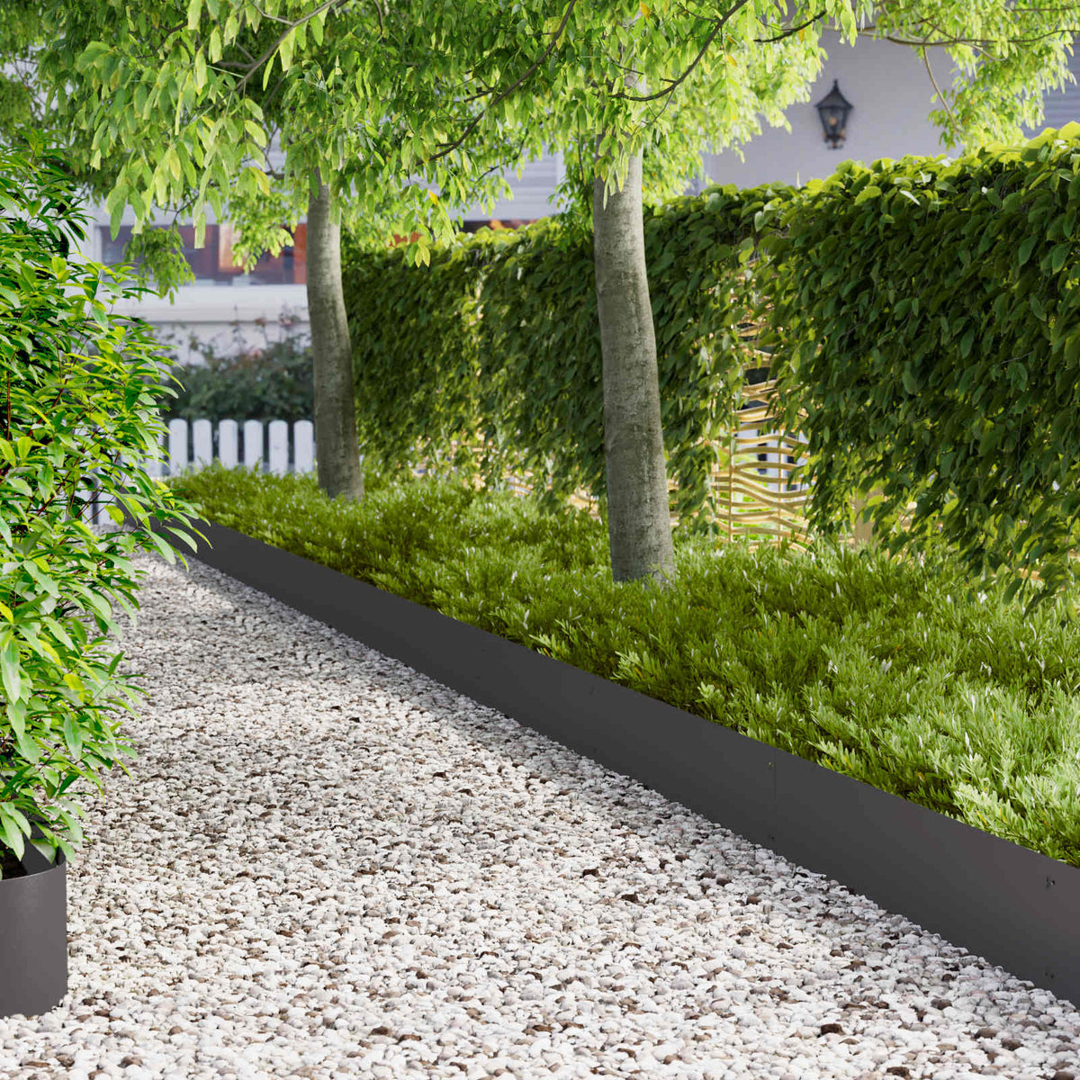 Lawn Edge with Top Fold 20 pcs 103x25cm Steel Black