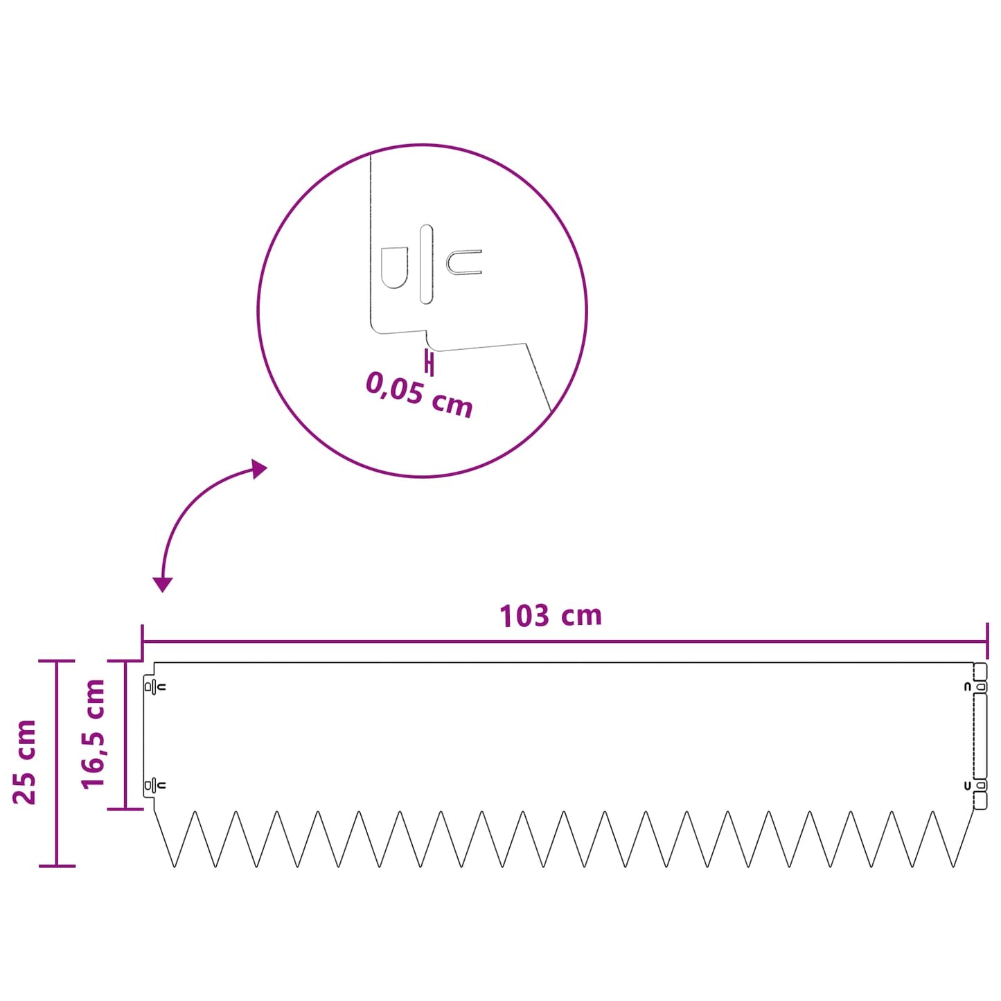 Lawn Edging 10 pcs 103 x 25 cm Steel White