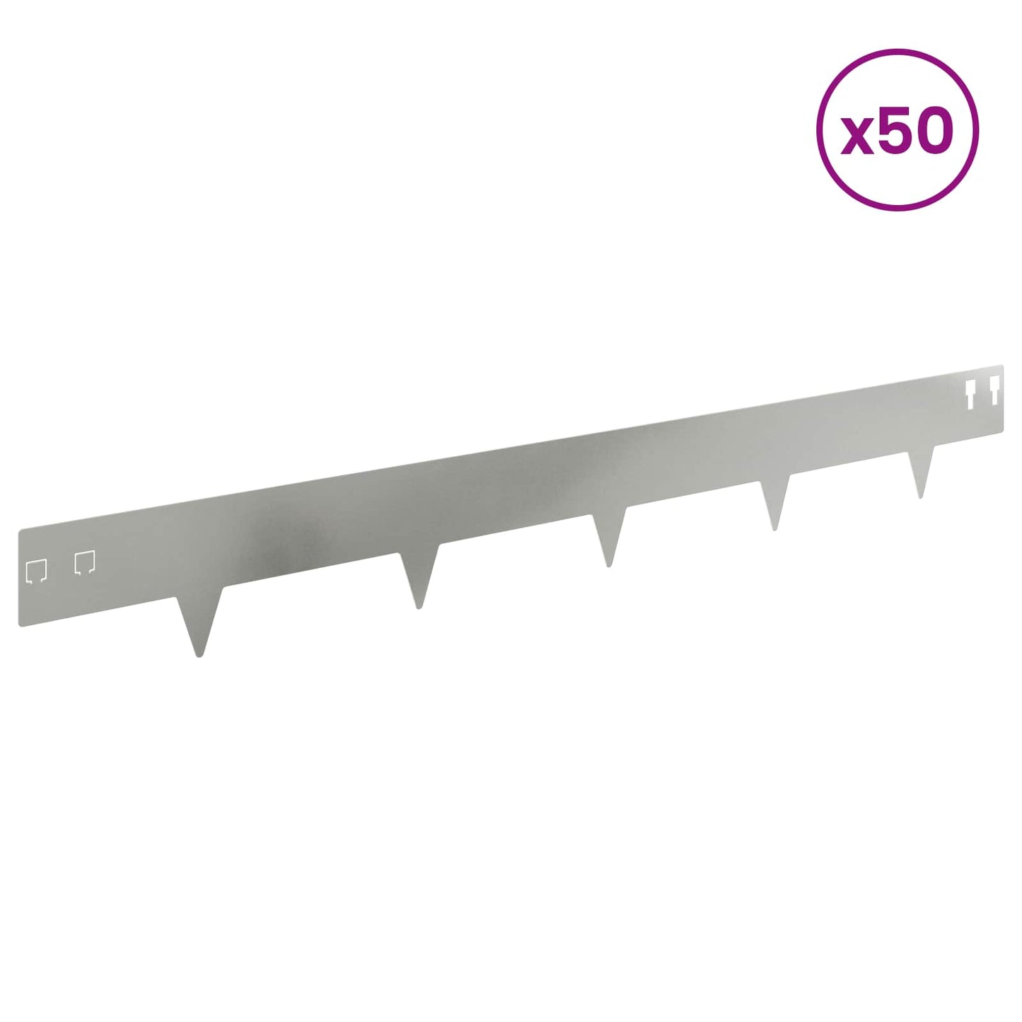 Lawn Edging 50 pcs 100 x 12 cm Steel Silver