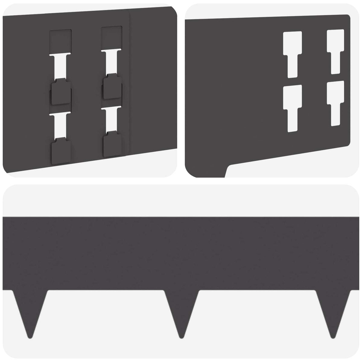 Lawn Edge with Sharp Points 10 pcs 100x15cm Steel Black