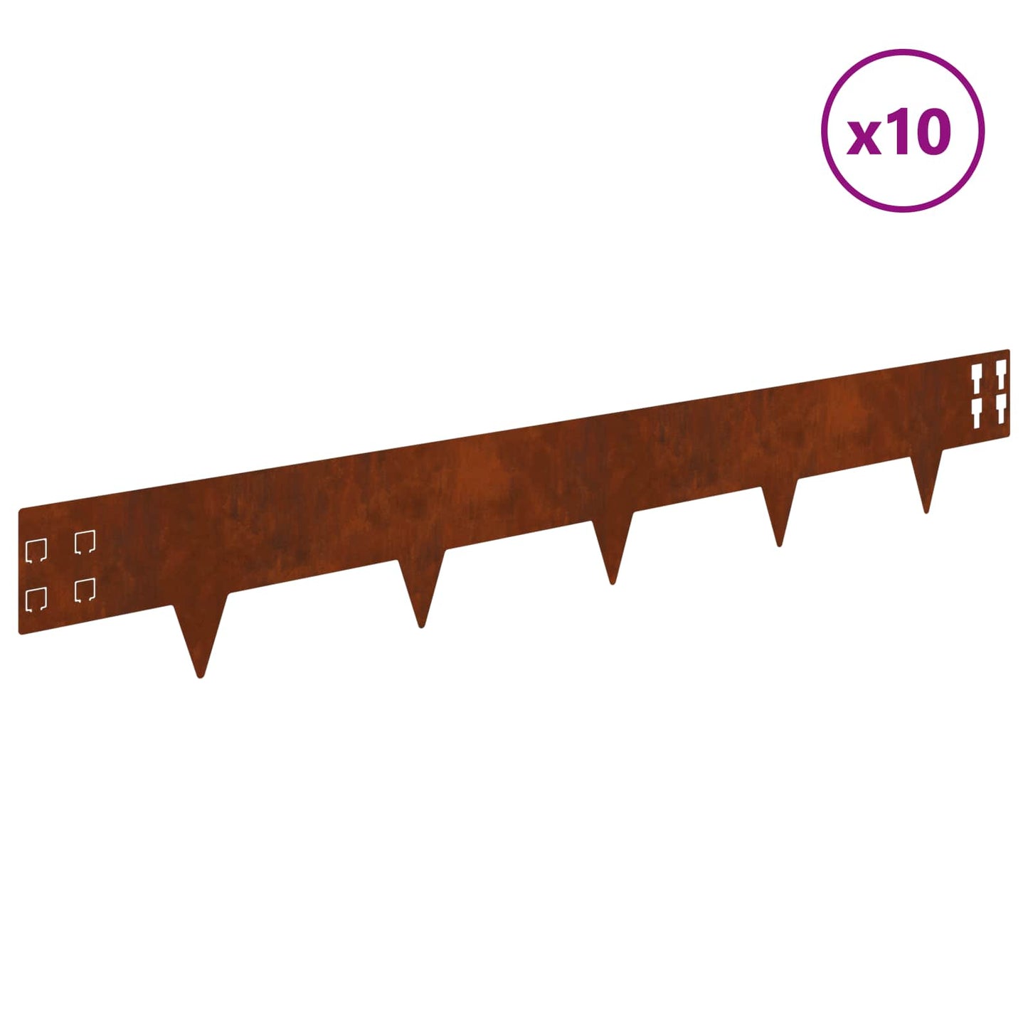 Lawn Edging 10 pcs 100 x 15 cm Steel Rusty