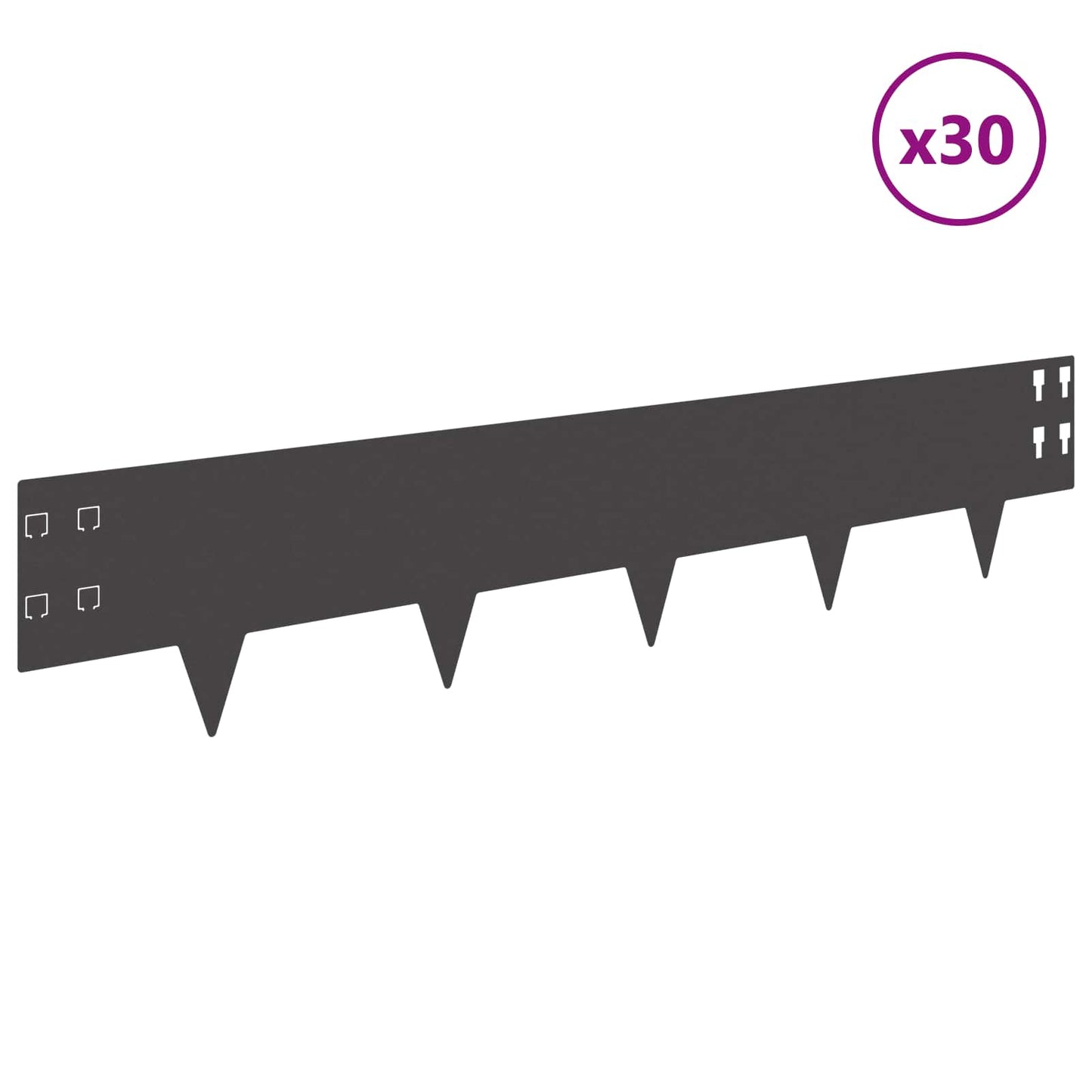 Lawn Edging 30 pcs 100 x 20 cm Steel Black