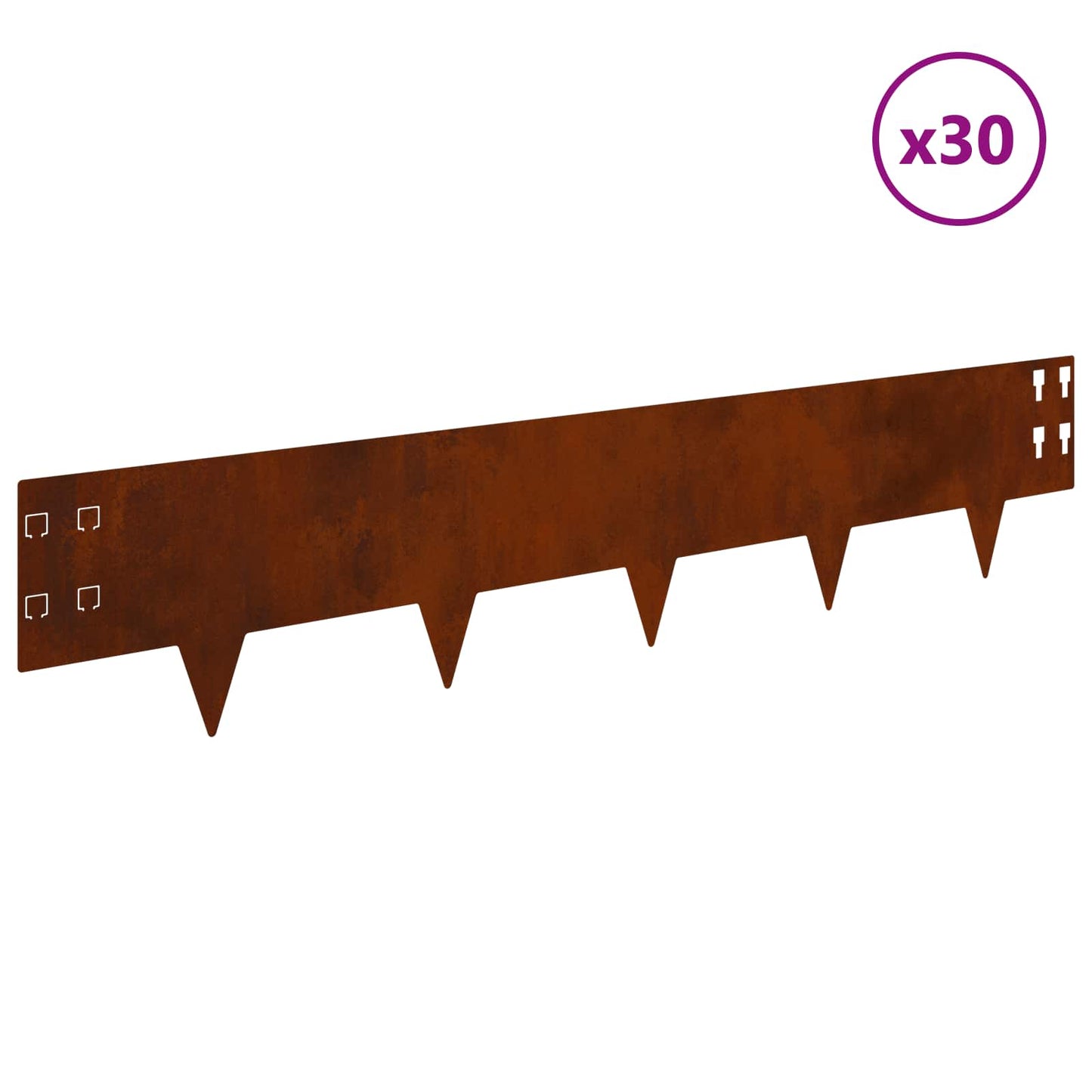 Lawn Edging 30 pcs 100 x 20 cm Steel Rusty