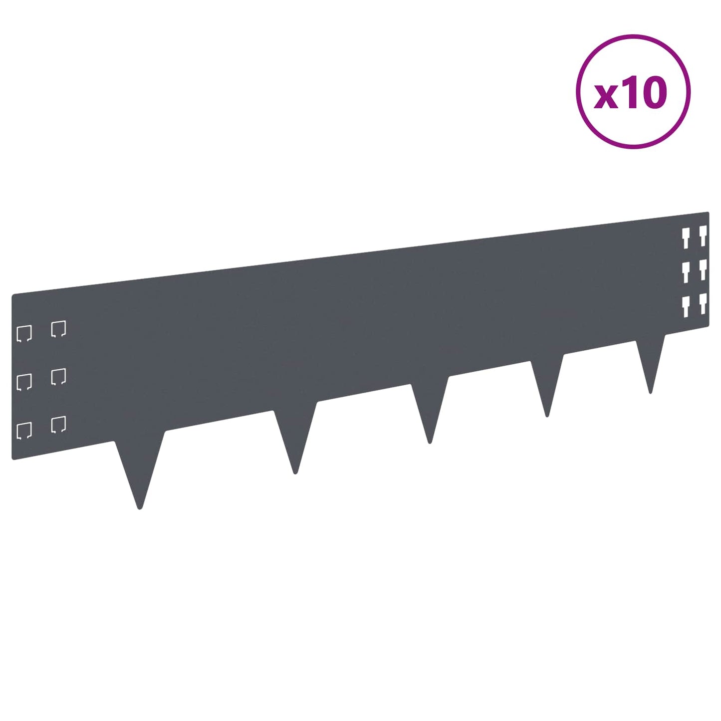 Lawn Edging 10 pcs 100 x 25 cm Steel Anthracite