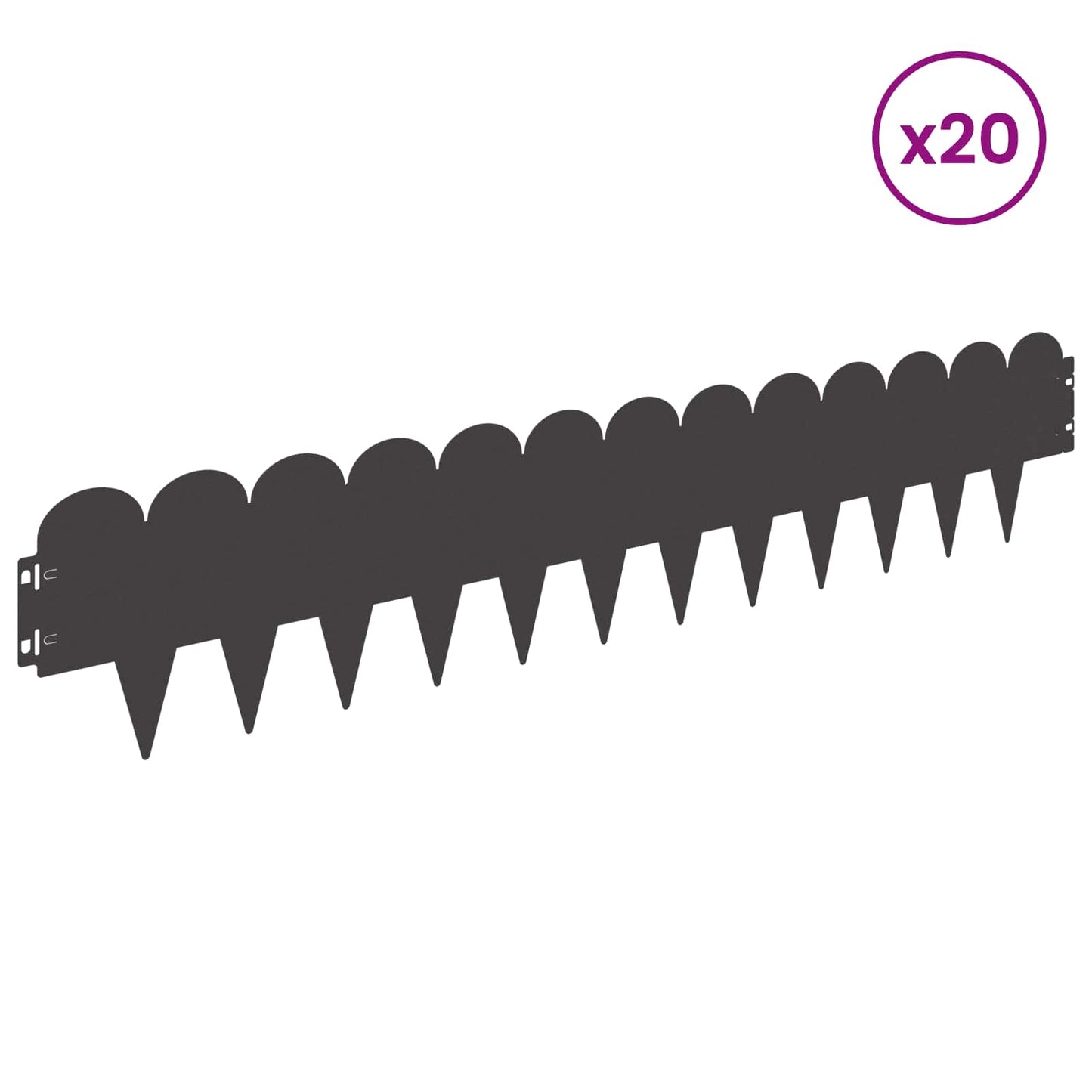 Lawn Edging 20 pcs 103 x 20 cm Steel Black
