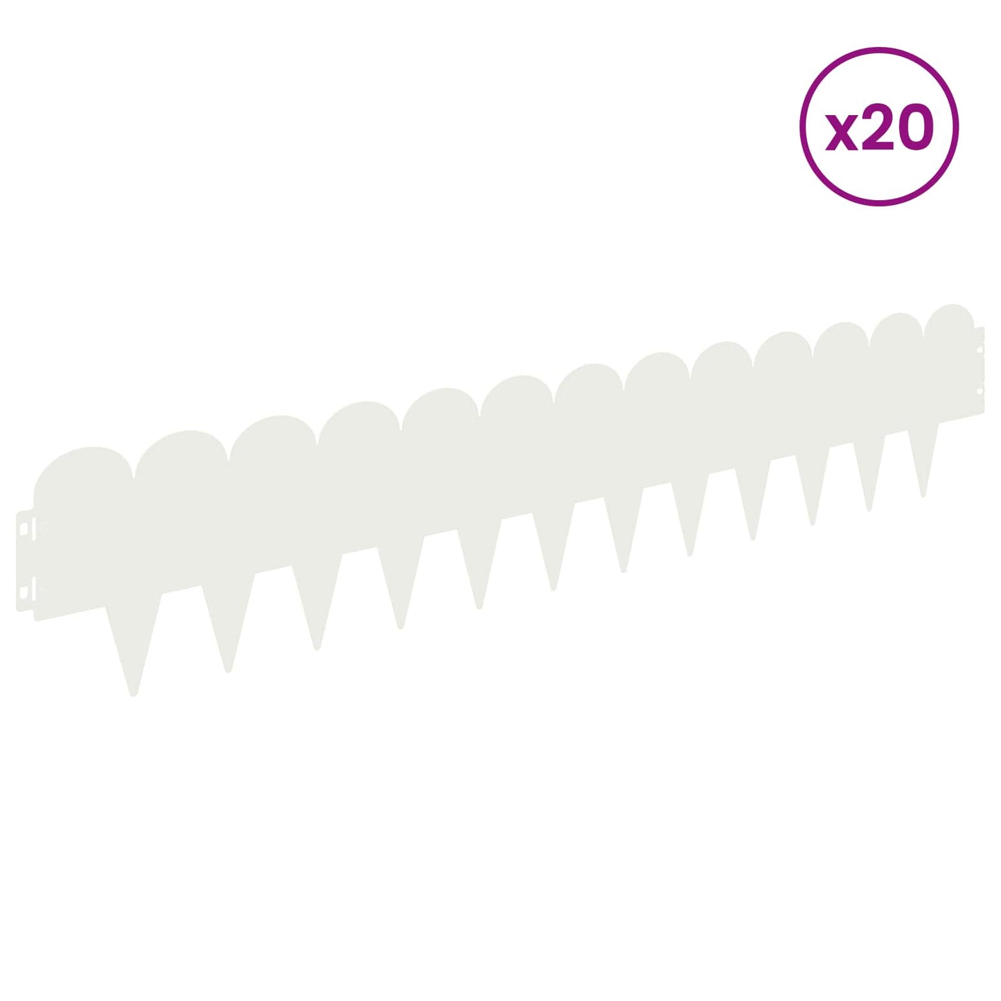 Lawn Edging 20 pcs 103 x 20 cm Steel White