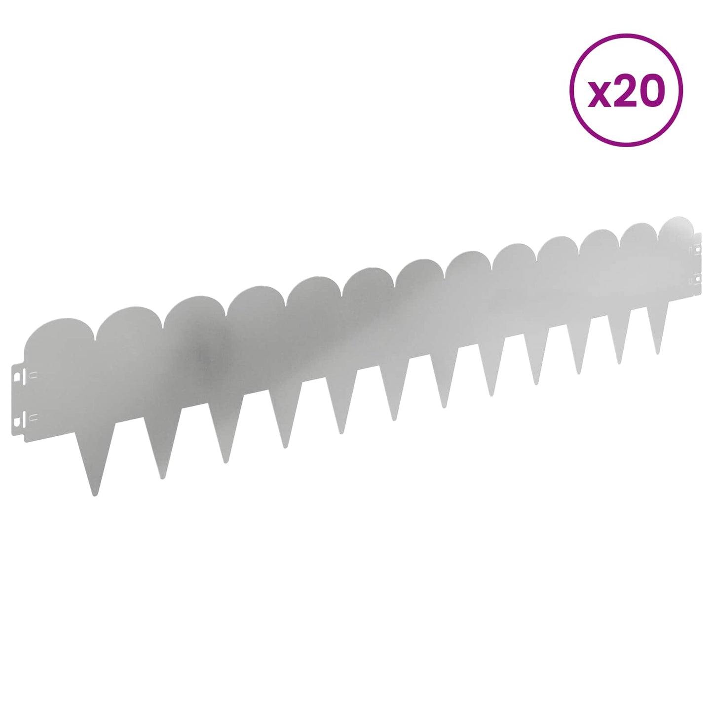 Lawn Edging 20 pcs 103 x 20 cm Steel Silver