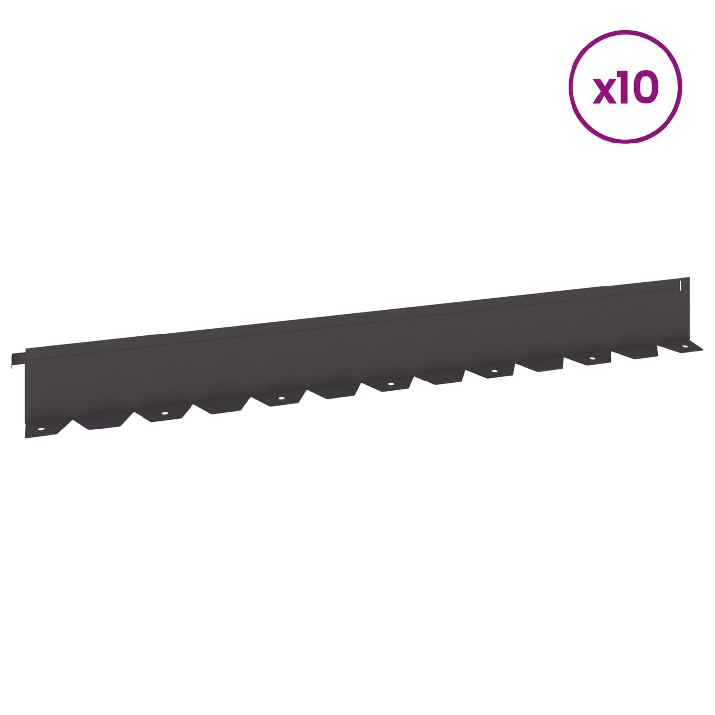 Lawn Edging 10 pcs 102 x 10 x 4 cm Steel Black
