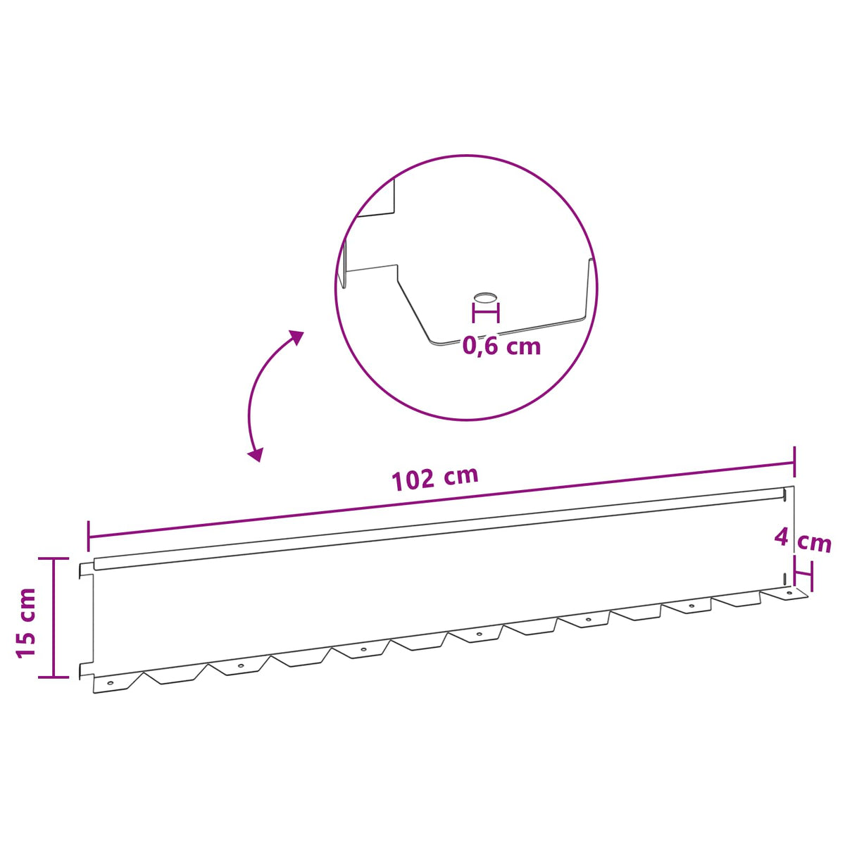 Lawn Edging 10 pcs 102 x 15 x 4 cm Weathering Steel Rusty