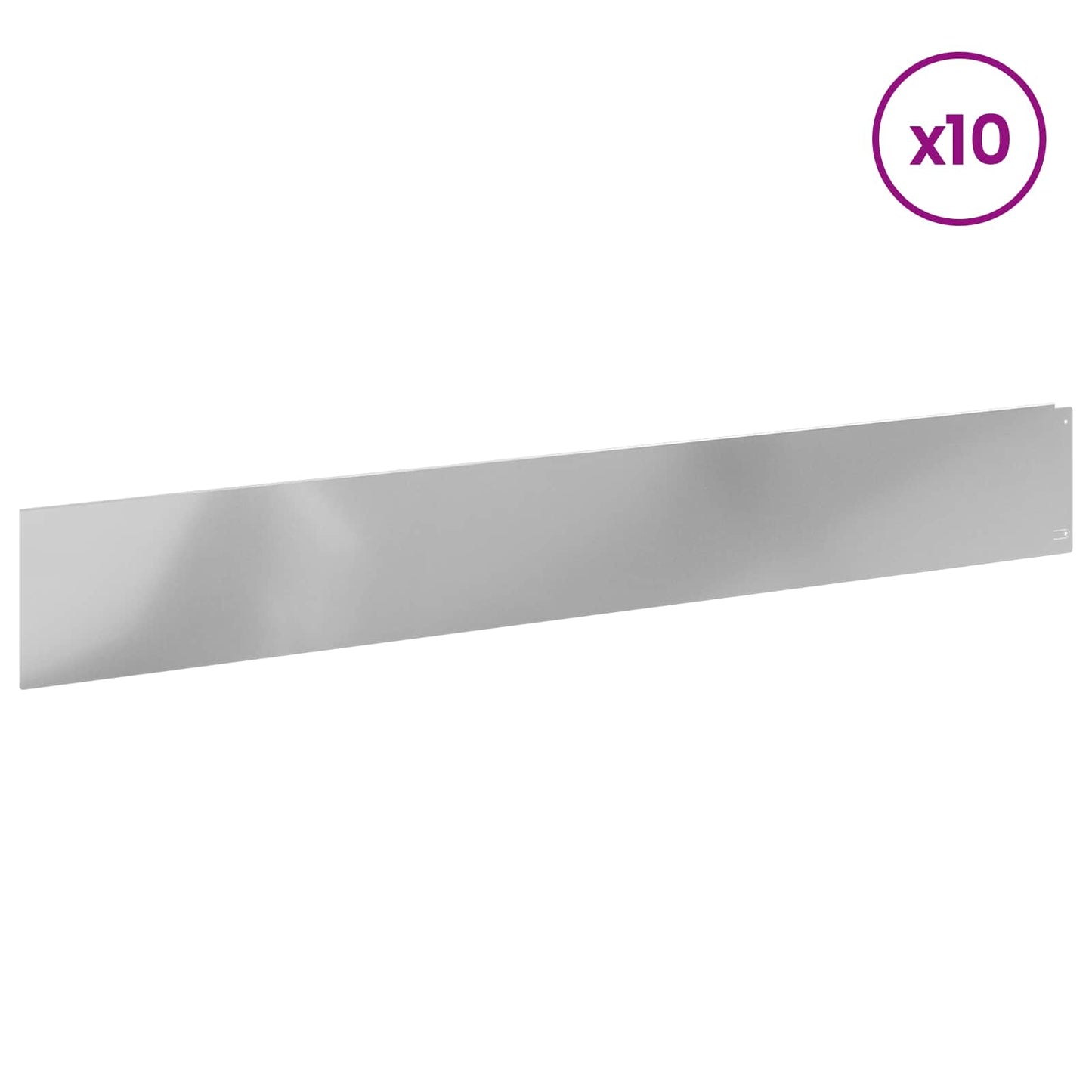 Lawn Edging 10 pcs 100 x 15 cm Steel Silver