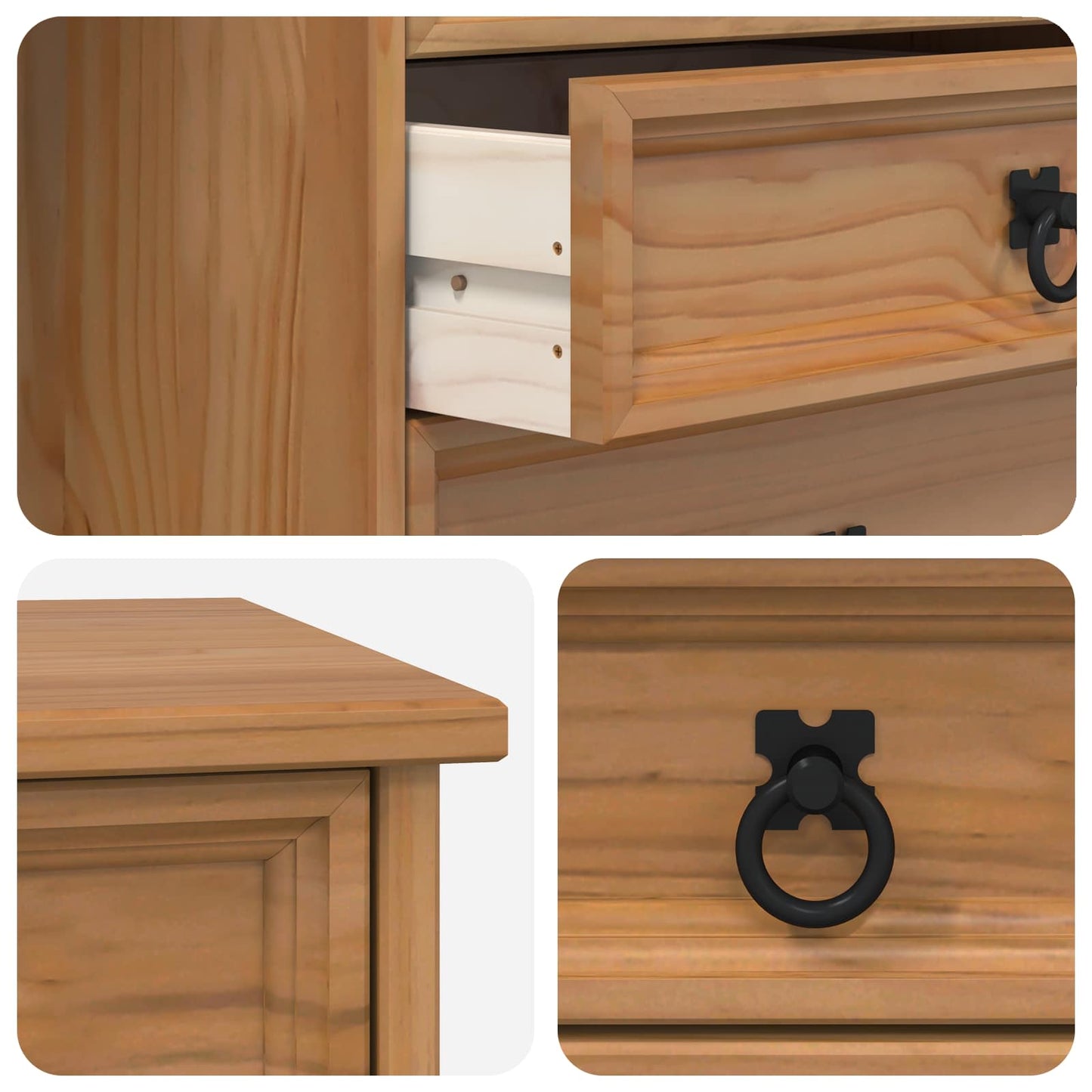 Rolling Cabinet with Drawers CORONA Honey Brown