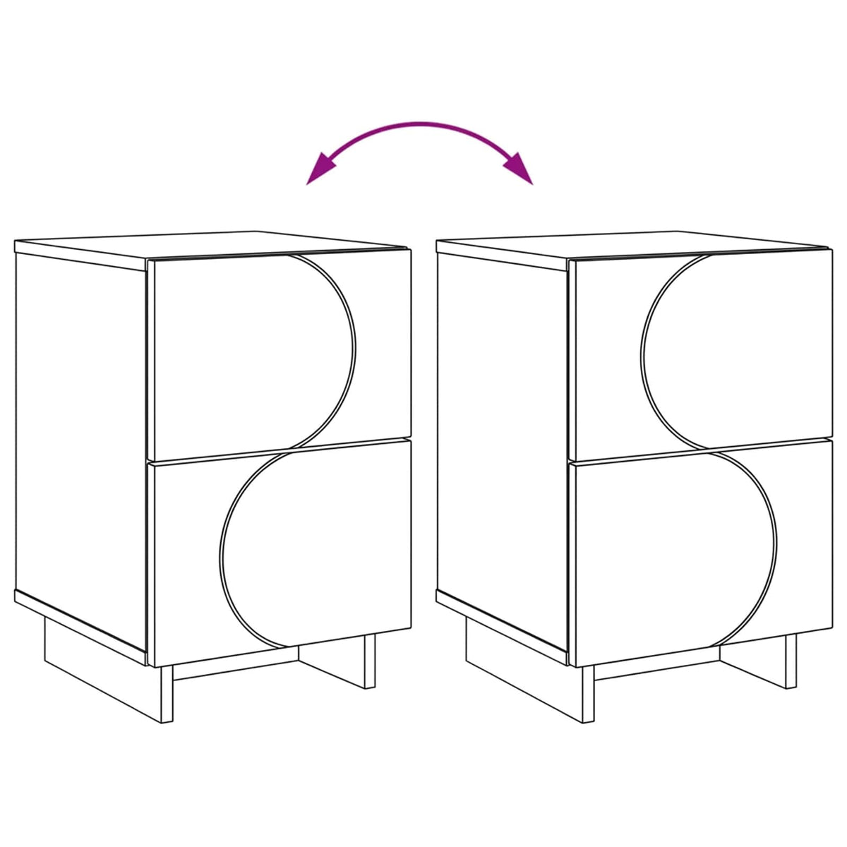 Bedside Cabinet 2 pcs Black 33.5 x 34.5 x 50 cm Engineered Wood