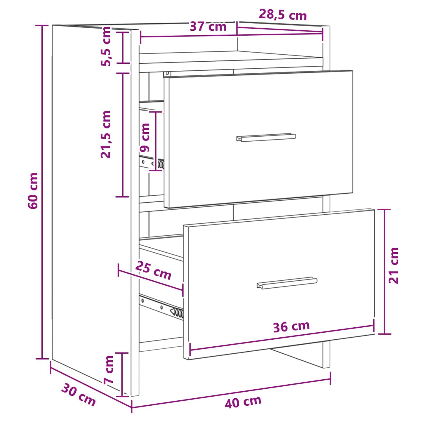 Bedside Tables 2 pcs White 40 x 30 x 60 cm Engineered Wood