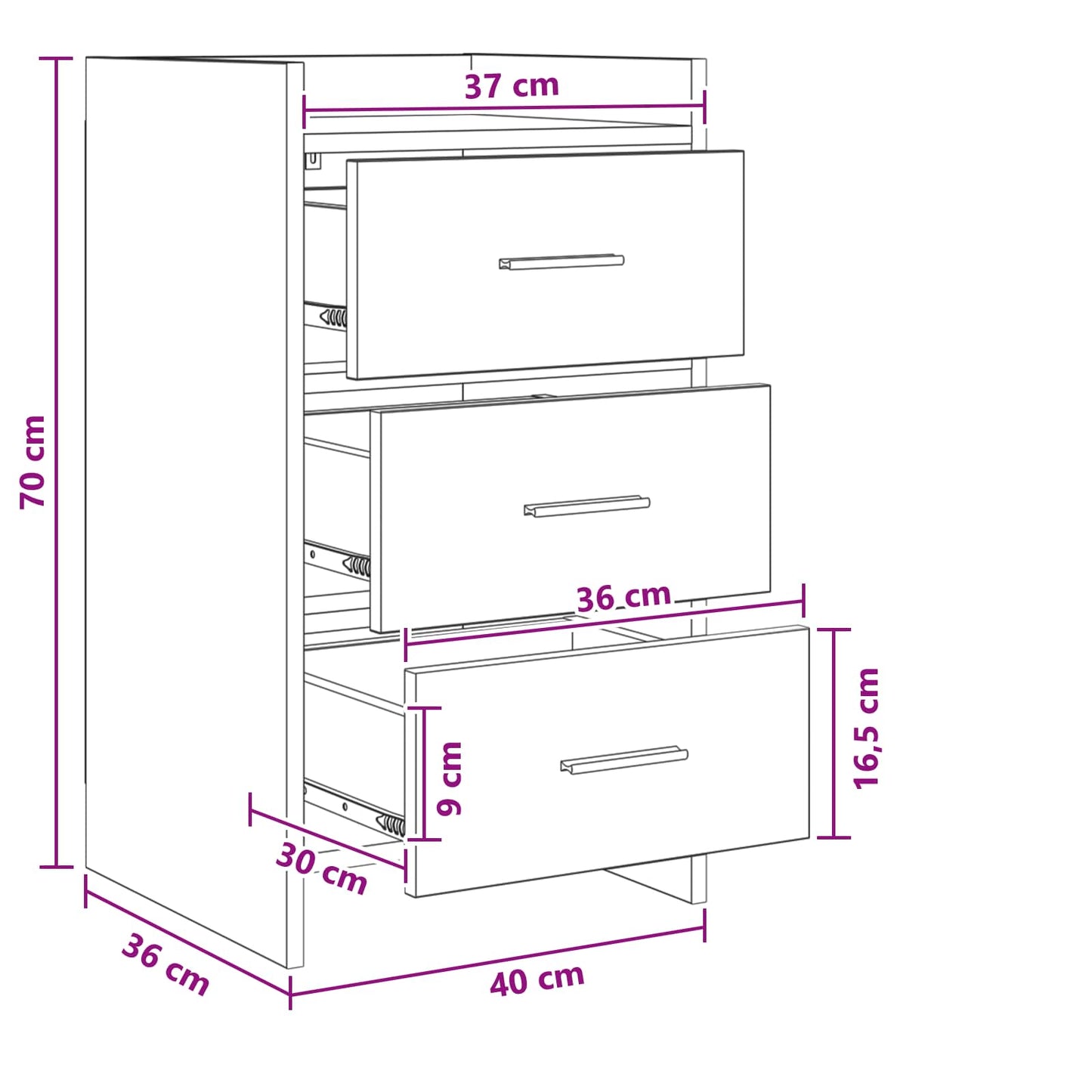Bedside Tables Smoked Oak 40 x 36 x 70 cm Engineered Wood