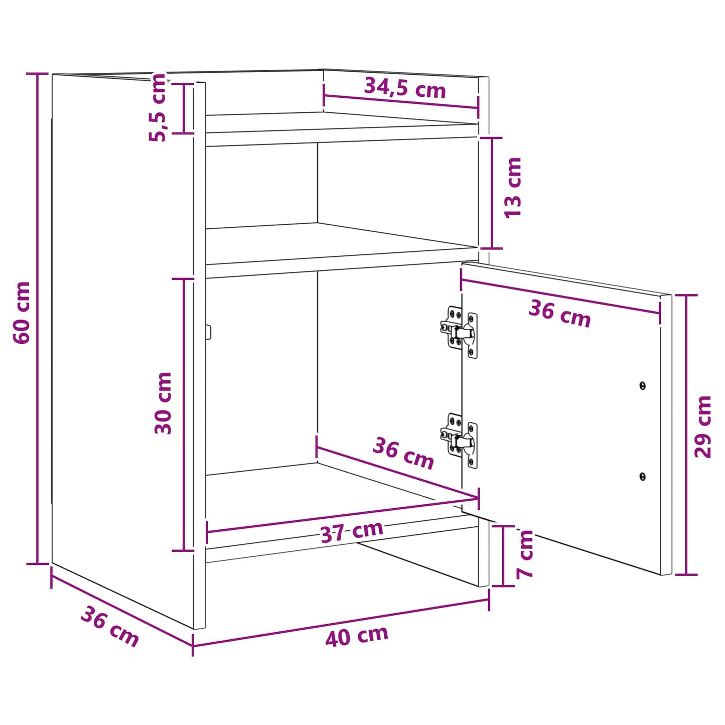 Bedside Tables 2 pcs Grey Sonoma 40 x 36 x 60 cm