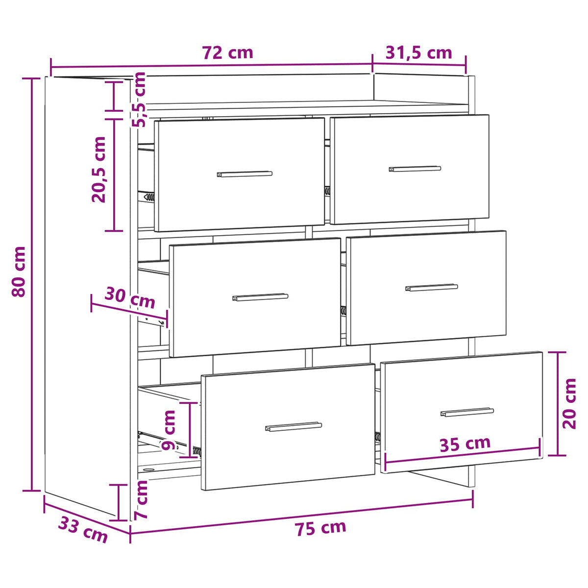 Sideboard Old Wood 75 x 33 x 80 cm Engineered Wood
